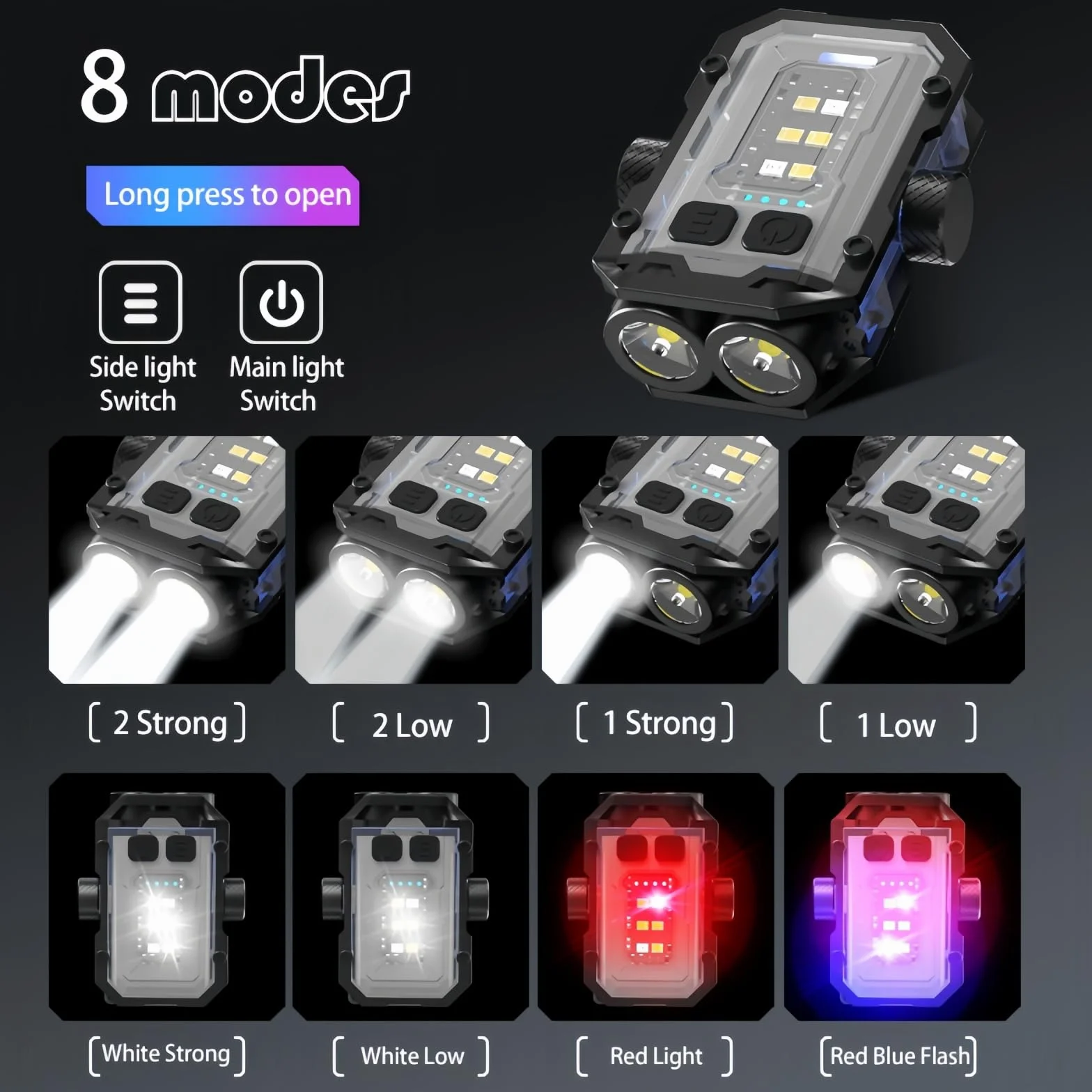 Fay Bless Mała latarka, ultralekka przenośna mini latarka 800 lumenów z magnetycznym światłem roboczym, USB C (GyroLight Black)