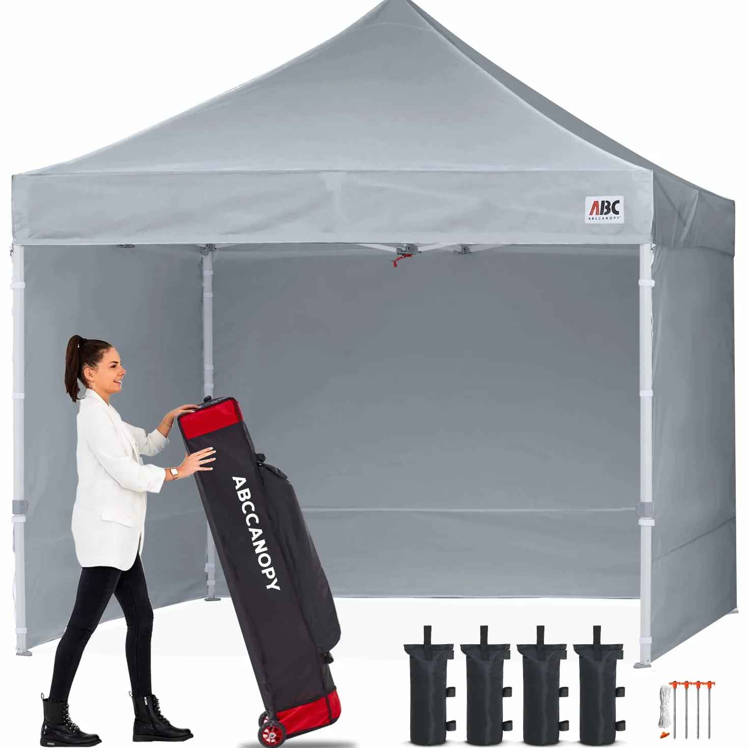 ABCCANOPY Wyskakujący pawilon 2,5 x 2,5 m z panelami bocznymi i ścianą drzwi
