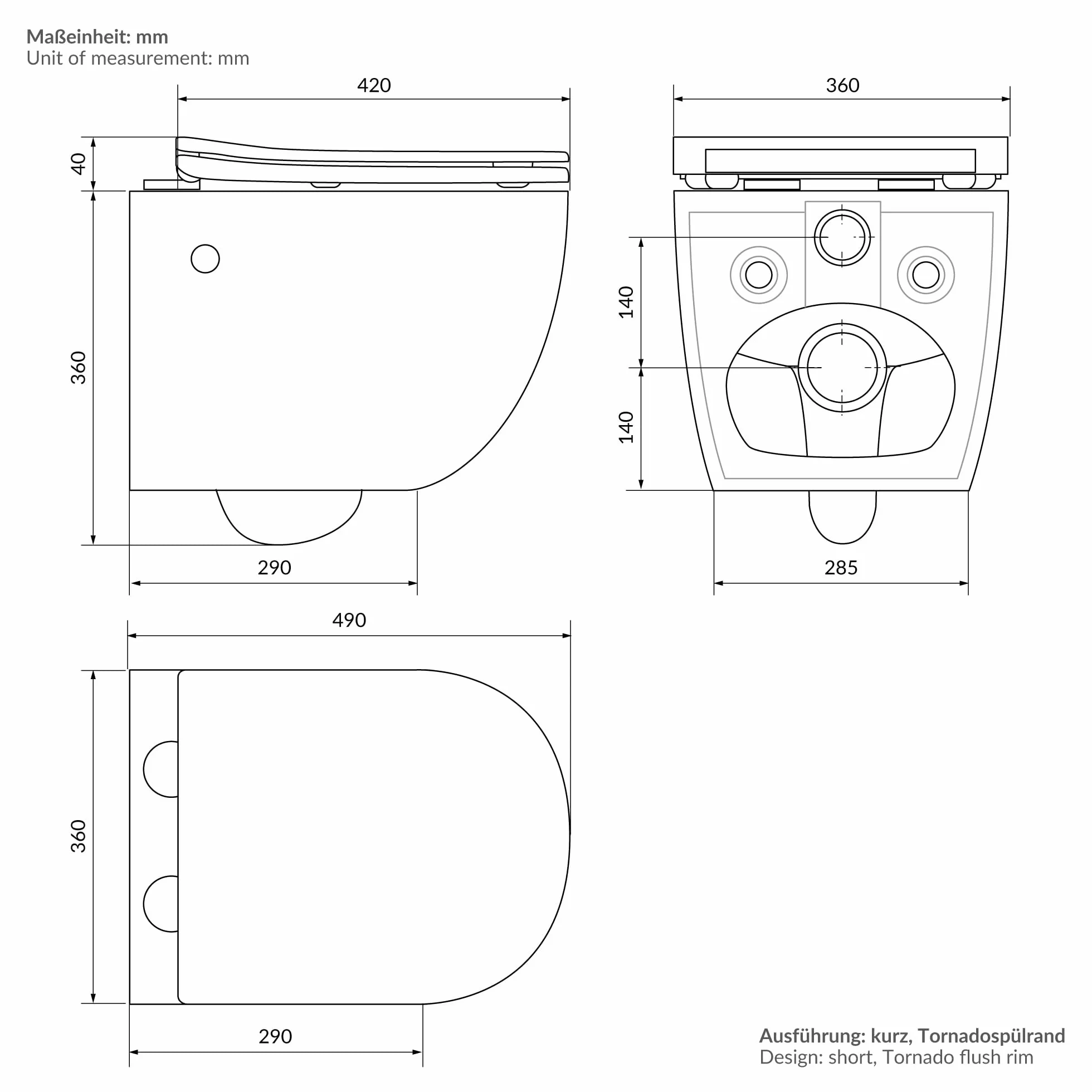 LuxeBath Miska WC Wiszaca Bezrantowa z Funkcja Bidetu, Biala, Nanopowloka, Spluczka Tornado, Ceramiczna, Krótka 49 cm, Blyszczaca z Deska Sedesowa z Cichego Domykania