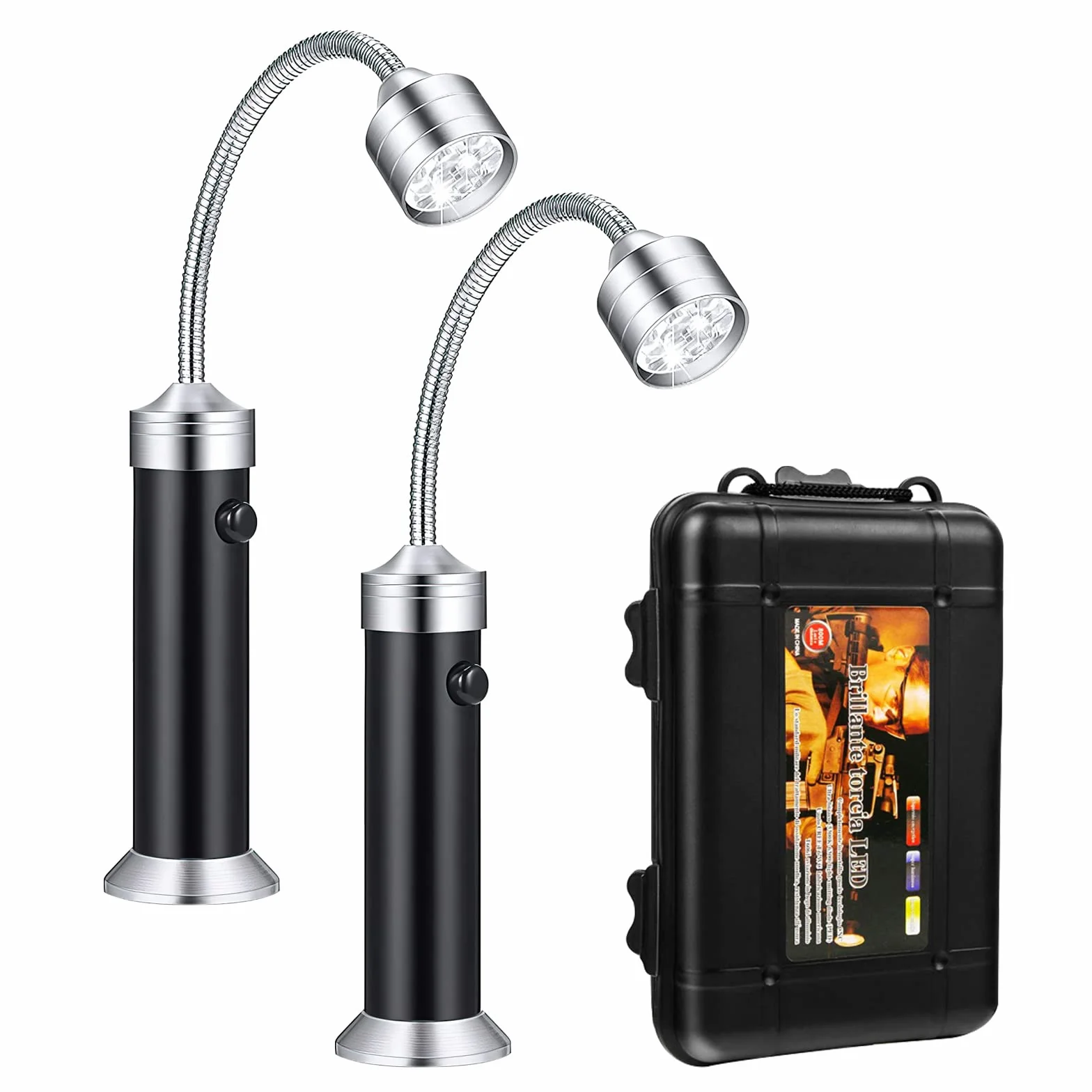 HENGBIRD Lampa LED do grilla magnetyczna elastyczna 2 sztuki zestaw akcesoriów zasilanie bateryjne kąt obrotu 360 stopni
