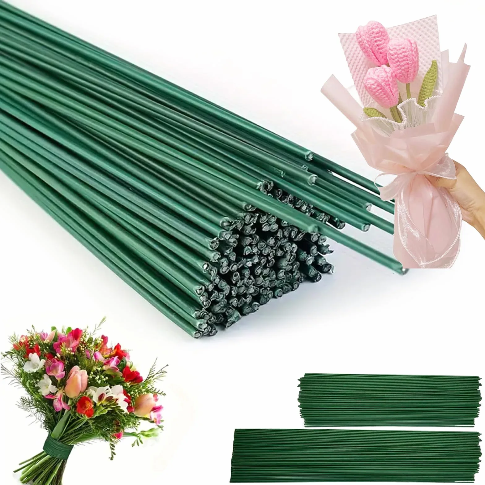 Drut florystyczny 2 mm 30 cm zielony 100 sztuk do kwiatów