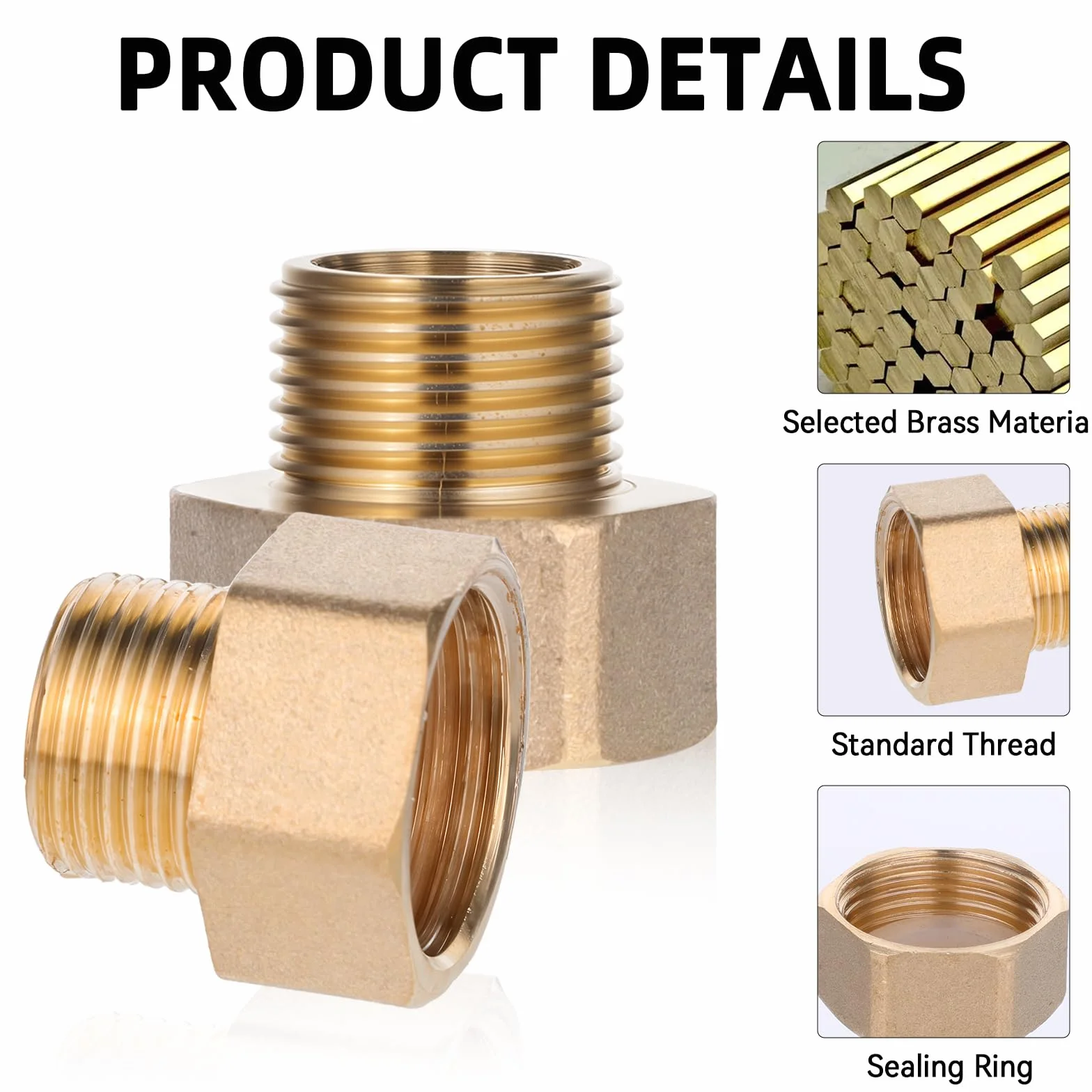 Redukcja 1/2 do 3/8 mosiężny reduktor z gumową uszczelką gwint wewnętrzny 1/2" na zewnętrzny 3/8" adapter do rur wodnych