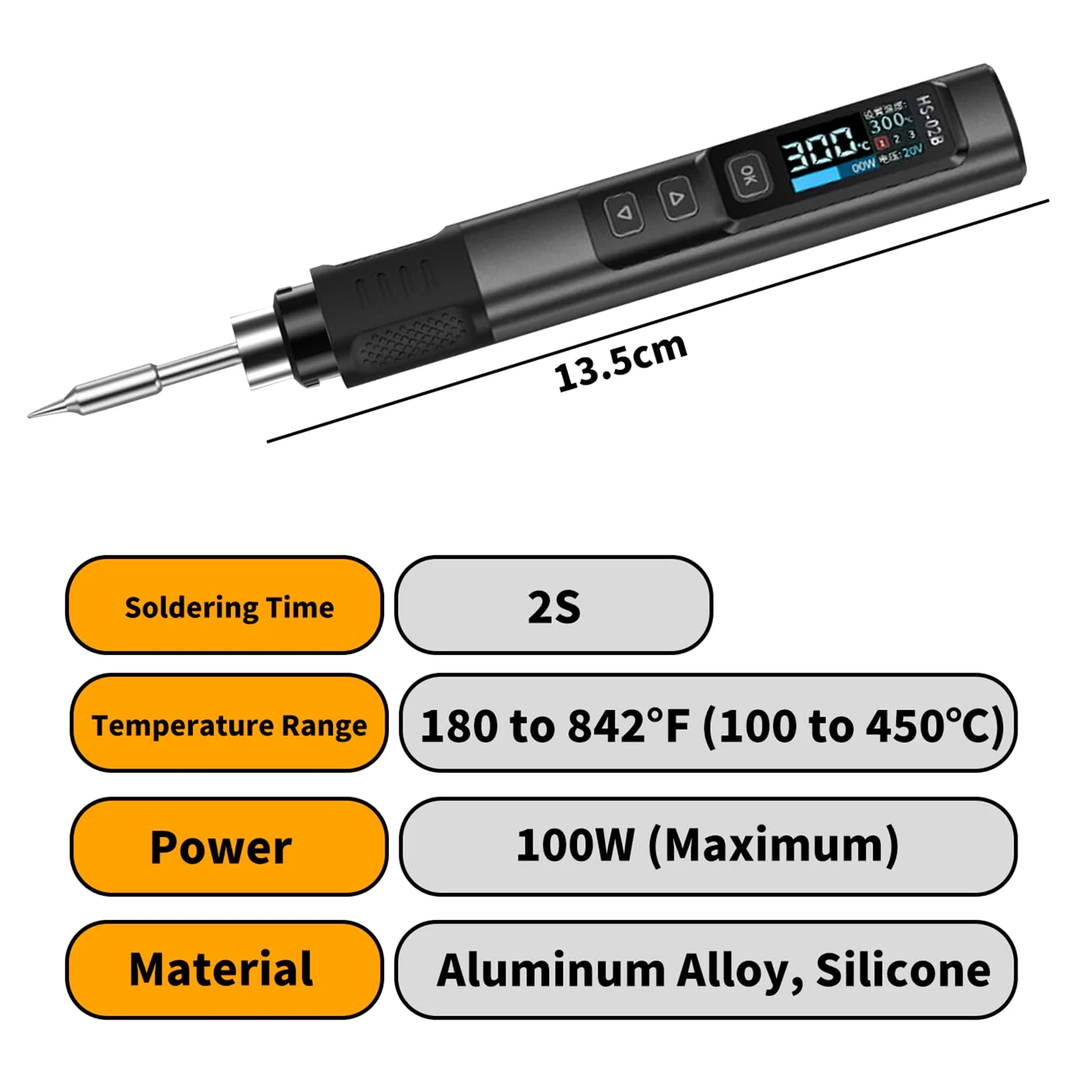 Zestaw do lutowania, przenośny zestaw do lutowania z pudełkiem do przechowywania DC9-24 V, 100 W, mini cyfrowa lutownica 180-842℉, szybkie nagrzewanie, 3 wstępnie ustawione poziomy