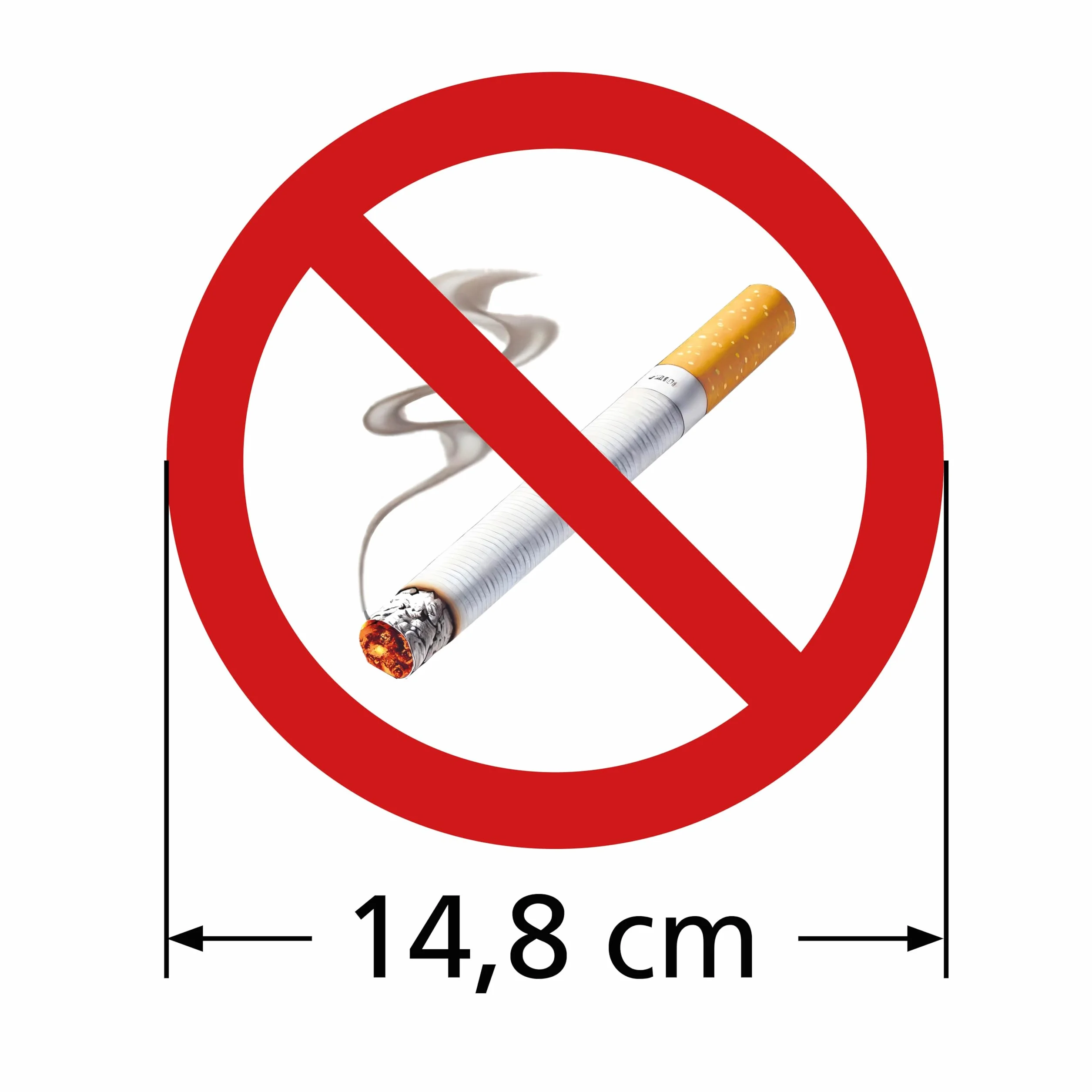 5 XL naklejka "Zakaz palenia" – średnica 14,8 cm, okrągła z ochroną UV – Doskonała alternatywa dla tabliczki "Zakaz palenia" – Oznakowanie obszaru dla niepalących