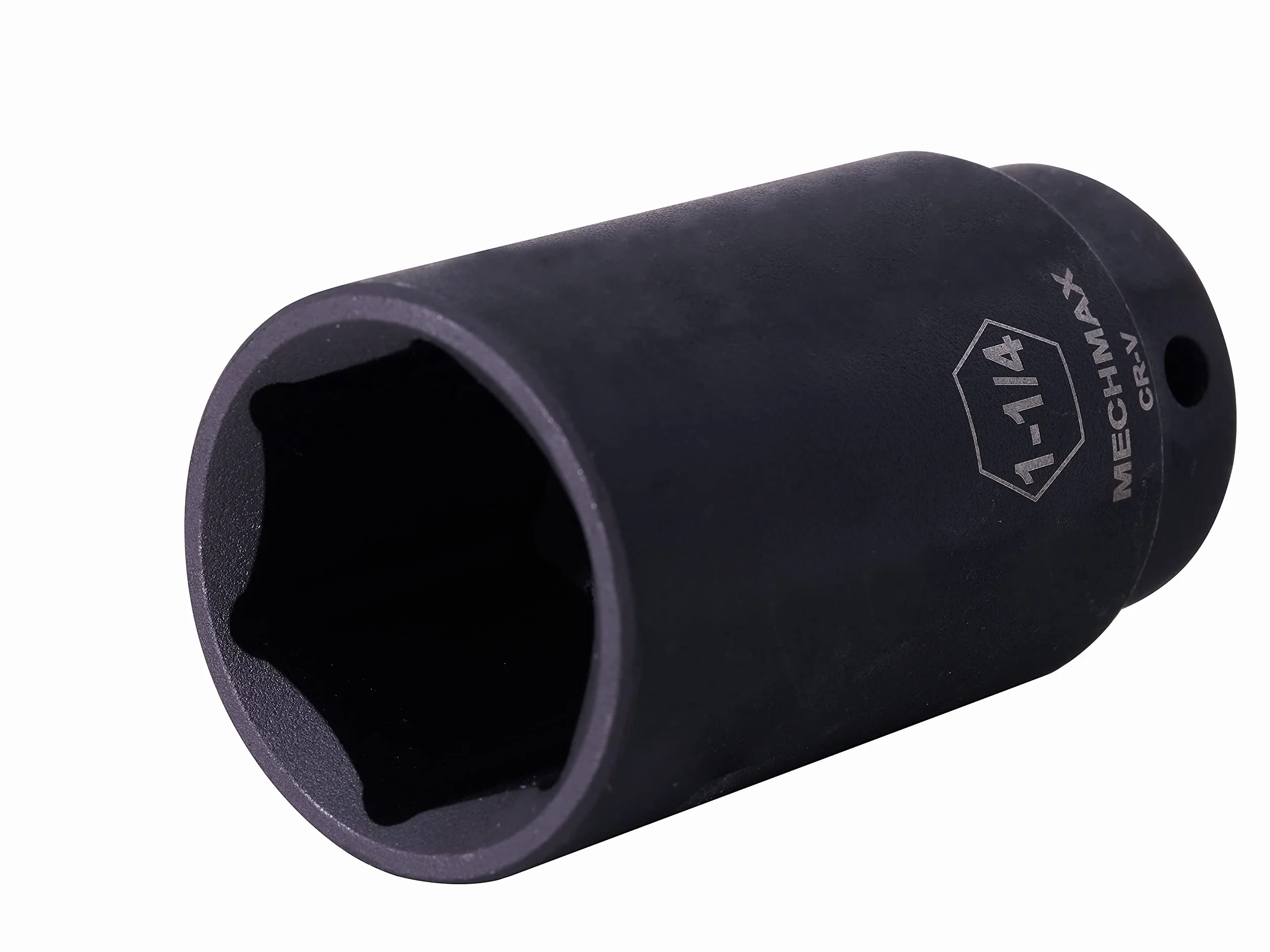 MECHMAX Zestaw nasadek udarowych 1/5.1 cm Napęd głęboki SAE rozmiary 14 sztuk, 3/8 - 1-1/4 w 6 punktach stal chromowo-wanadowa czarne wykończenie fosforanowe z pudełkiem narzędziowym do przechowywania