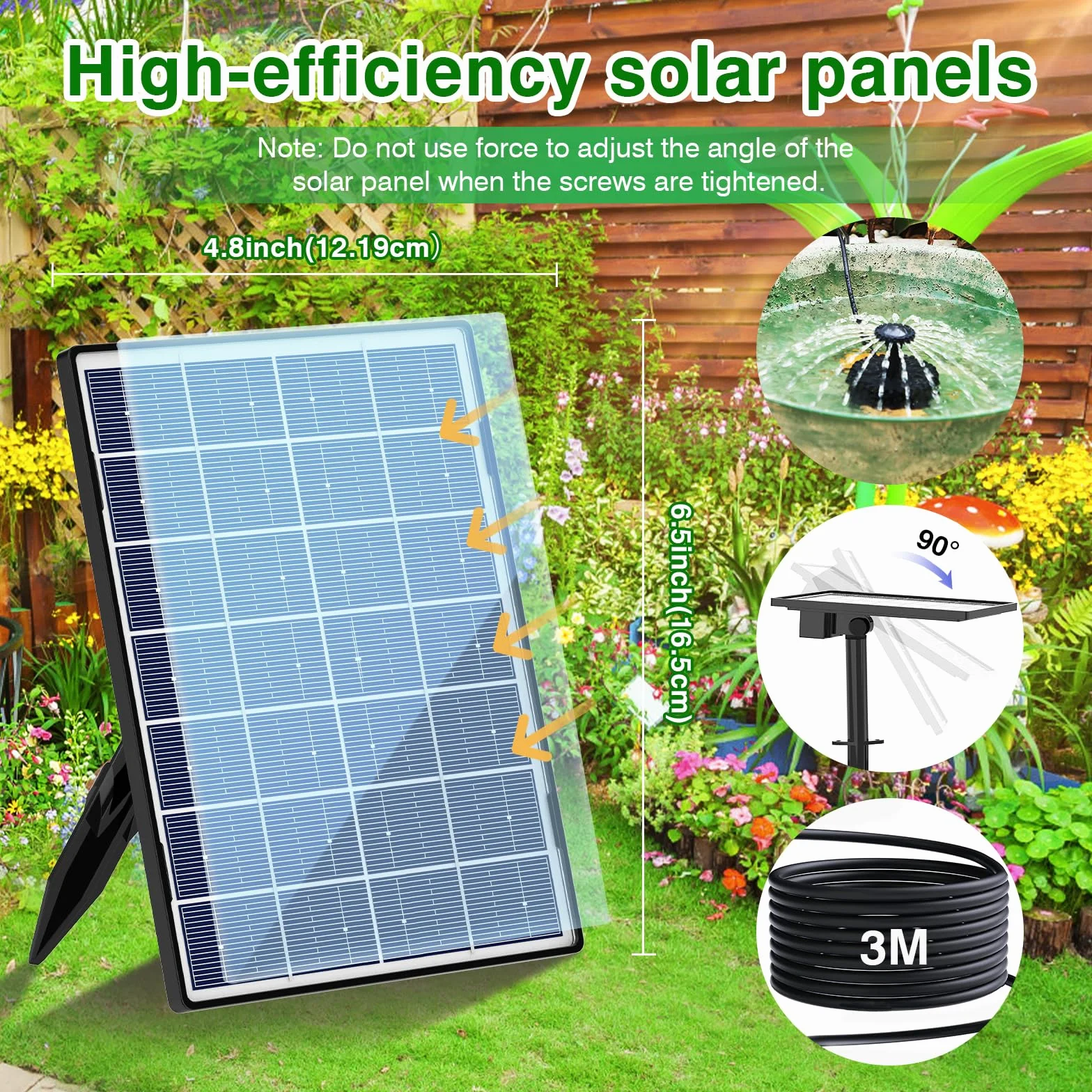 AISITIN Solarna pompa wodna 4,5 W szklany panel fontanna z 4 dyszami do ogrodu