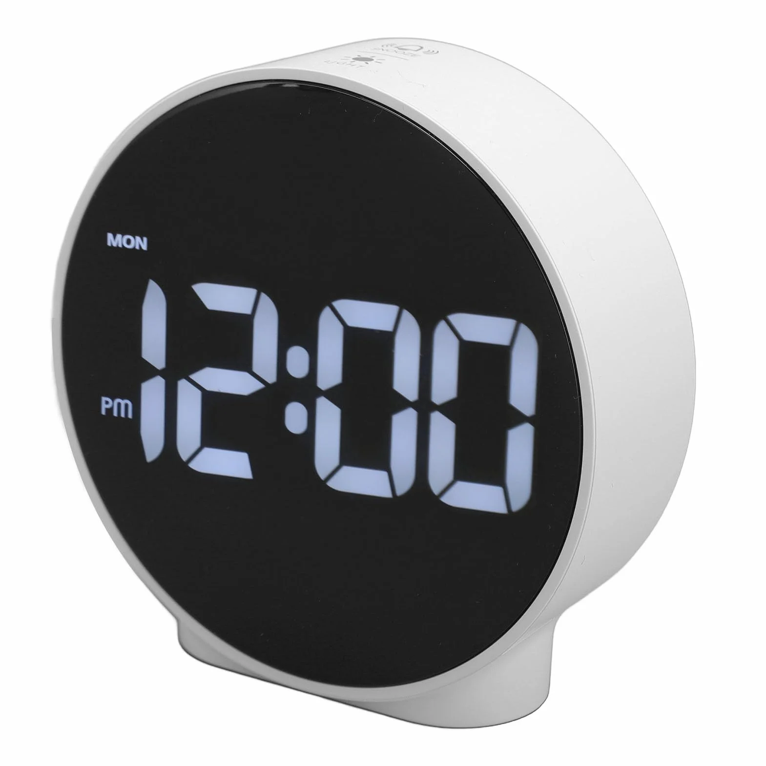 Cyfrowy budzik do sypialni, 10,2 cm, kreatywny budzik LED z dwoma alarmami, funkcja drzemki, 3-stopniowa jasność, ładowarka USB, lampka nocna RGB, okrągły (biała obudowa,
