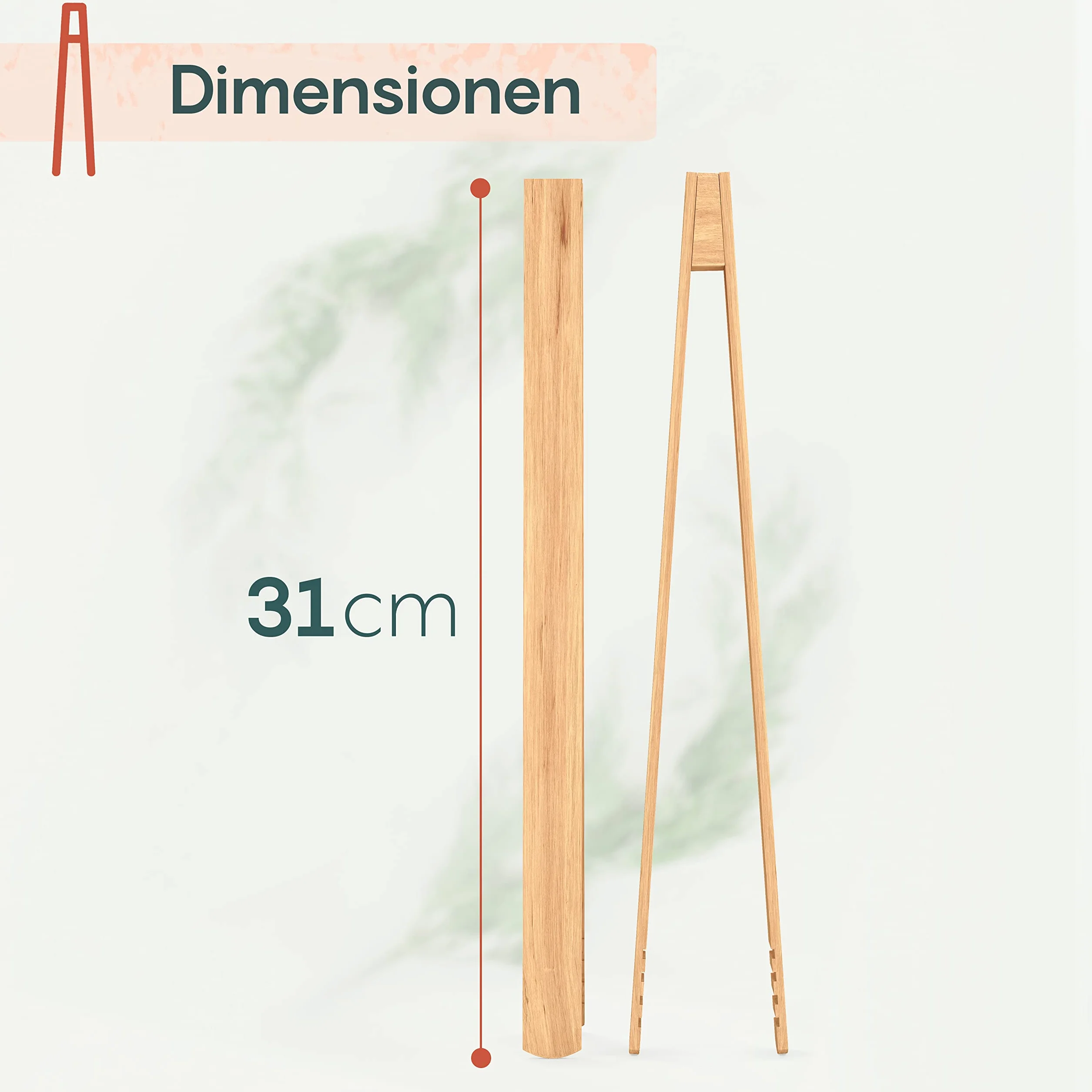 Drewniane szczypce do grilla z bukowego drewna 30 cm ryflowane
