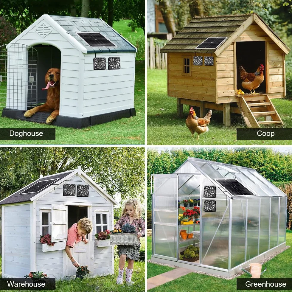 wentylator solarny 12 W, 2 sztuki, wentylator solarny z kablem o długości 3 m, wodoszczelny IP65, podwójny wentylator wydechowy, wentylator solarny do szklarni, kurnika, domku ogrodowego, szopy