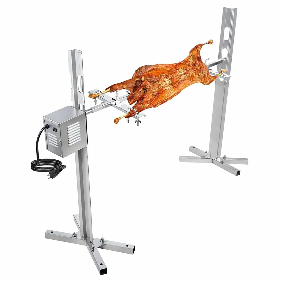 Rożen kominkowy grillowy z silnikiem 45 W 100 kg zestaw szpikulców ze stali nierdzewnej