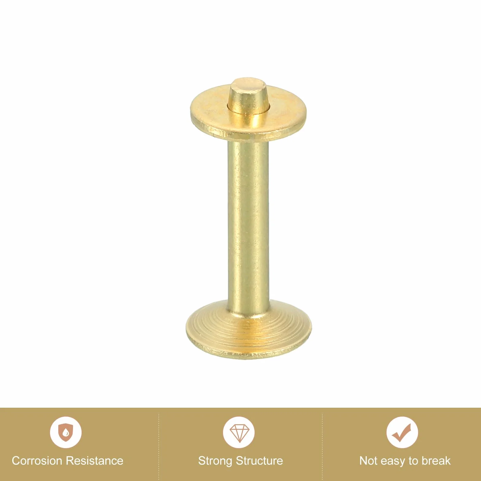 QUARKZMAN 50 zestawów miedzianych nitów i podkładek, 10x3,3x19 mm solidne miedziane nity do wyrobów rzemieślniczych ze skóry, złoty odcień