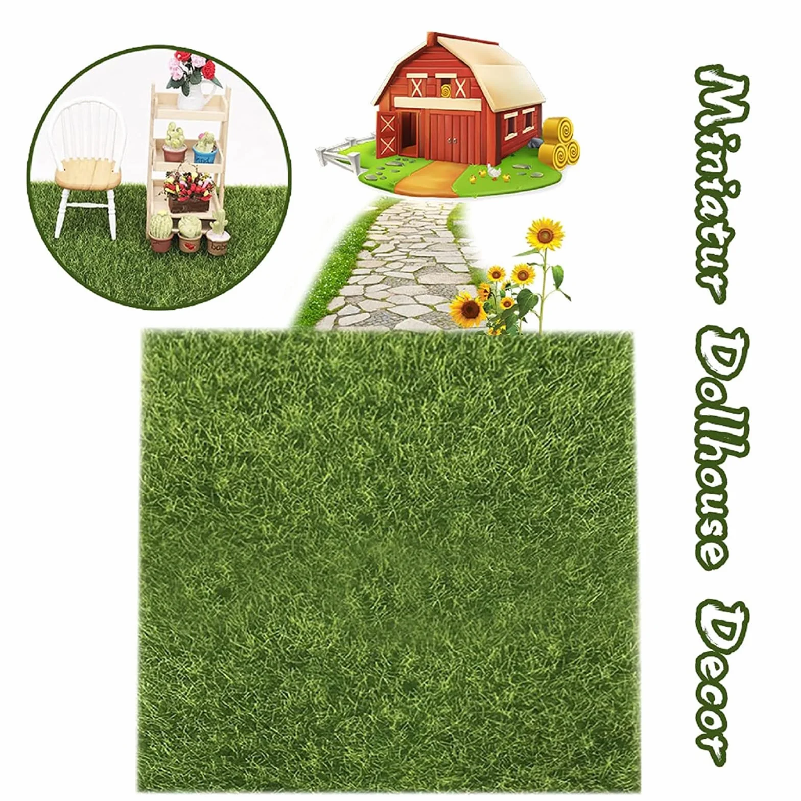 SECOFE Miniaturowa sztuczna murawa 15x15 cm 4 szt