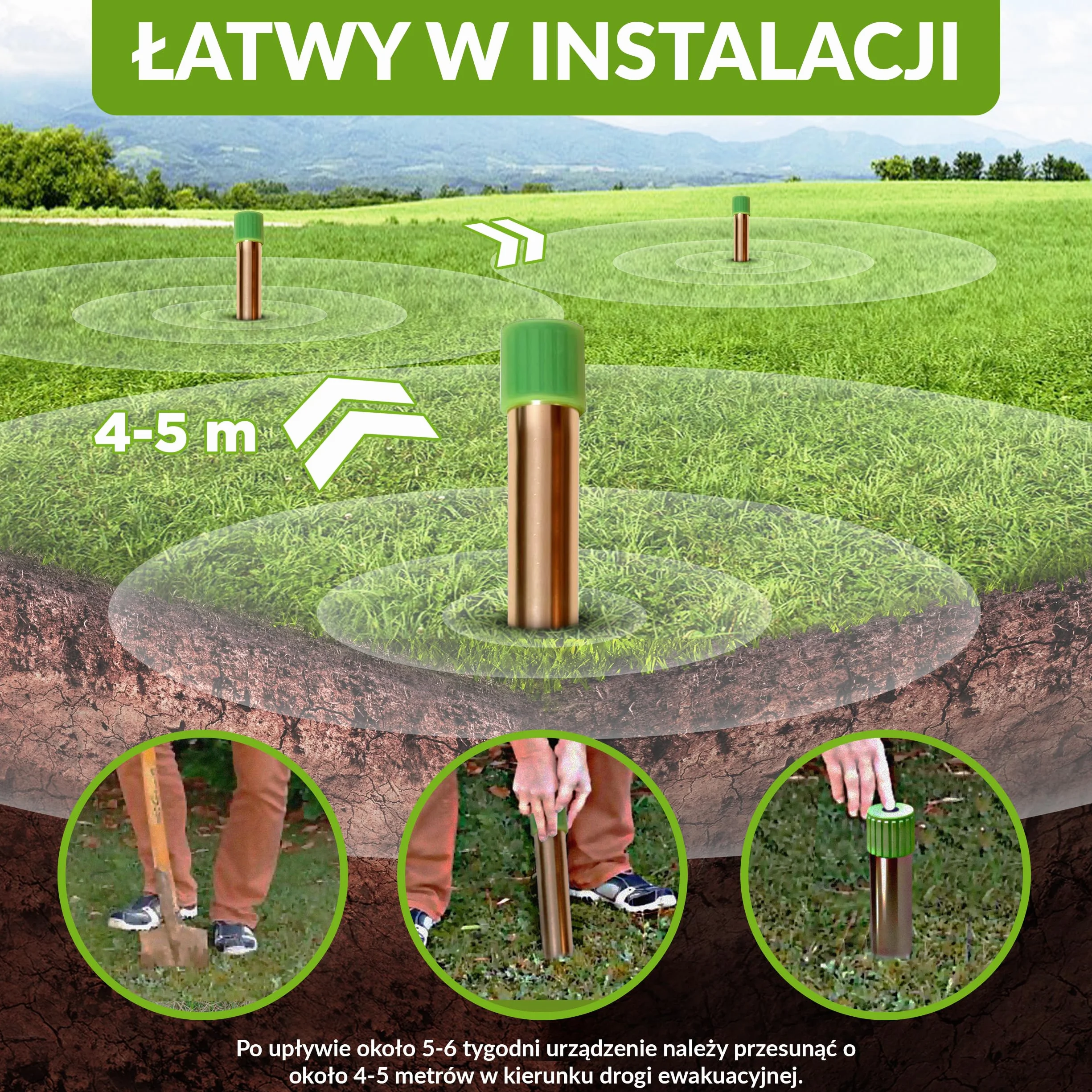 ISOTRONIC Vibrasonic odstraszacz kretów z włącznikiem On/Off (Zestaw 4 sztuk)