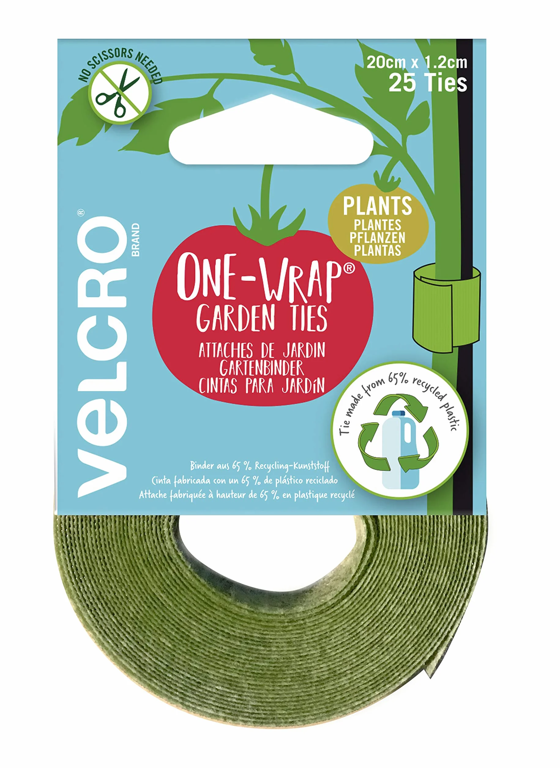 VELCRO Wiązania ogrodowe wielozadaniowa rolka zielony 1,2 cm x 20 cm 25 klipsów