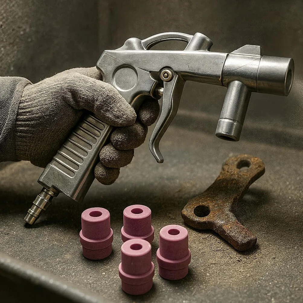 RESSER Pistolet do Piaskowania z Dysami Ceramicznymi Zestaw 4 Dysze Ręczna Piaskarka Kabinowa