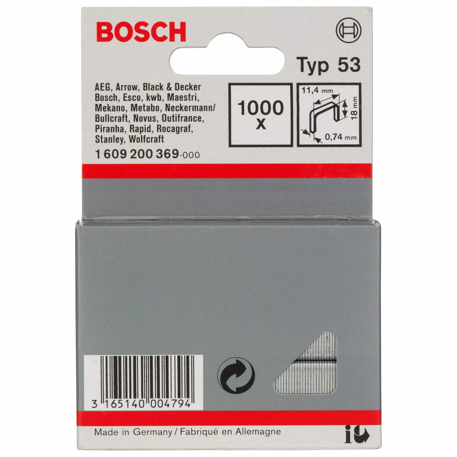 Bosch Zszywacz ręczny HT 14 (drewno, typ zszywek 53) & Bosch Accessories Zszywka z cienkiego drutu, typ 53 11,4 x 0,74 x 10 mm