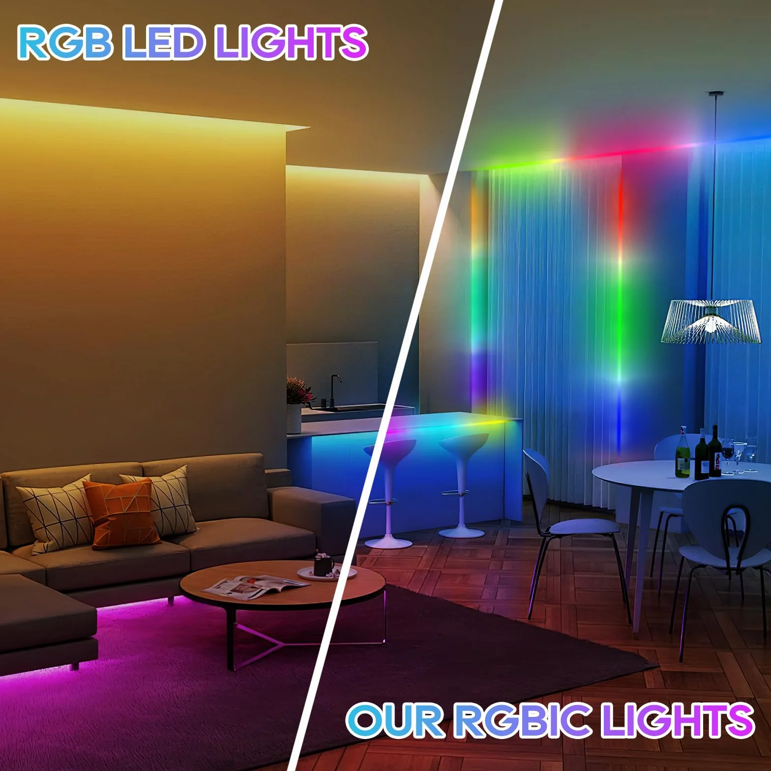 Taśma LED 6m, podświetlenie telewizora LED RGBIC Dreamcolor z pilotem zdalnego sterowania, sterowaniem aplikacją i synchronizacją muzyki, wbudowane diody LED oświetlenia IC