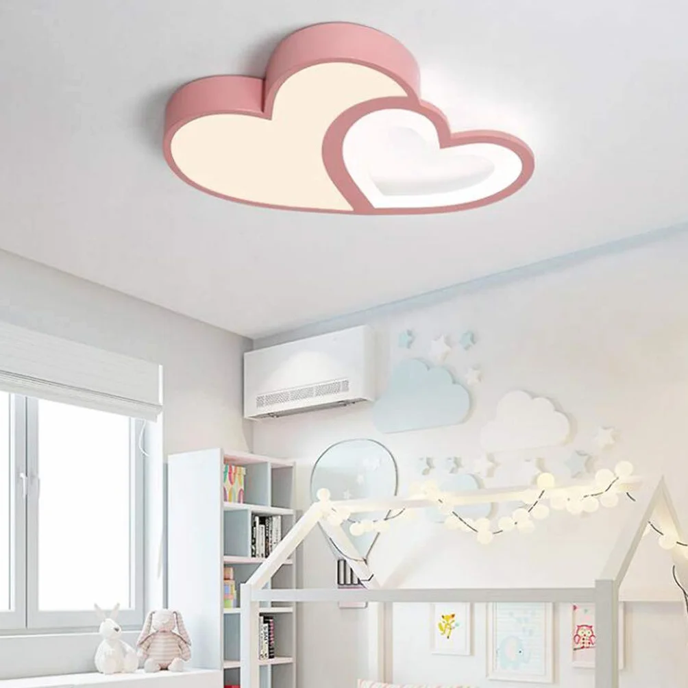 Lampa sufitowa LED, ściemniana, nowoczesna lampa z pilotem zdalnego sterowania, akrylowa, lampa sufitowa dla dzieci, dla chłopców i dziewczynek, do sypialni, różowa, 50 W