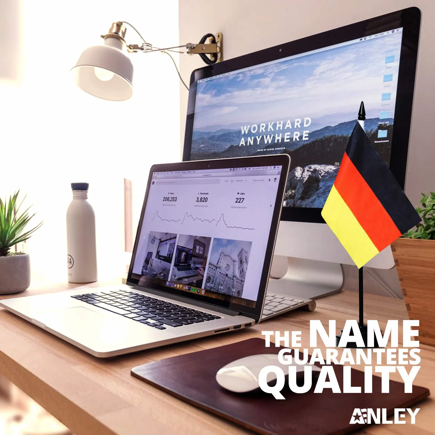 ANLEY Germany Deluxe Zestaw flag na biurko 6 x 4 cala miniaturowa flaga niemiecka