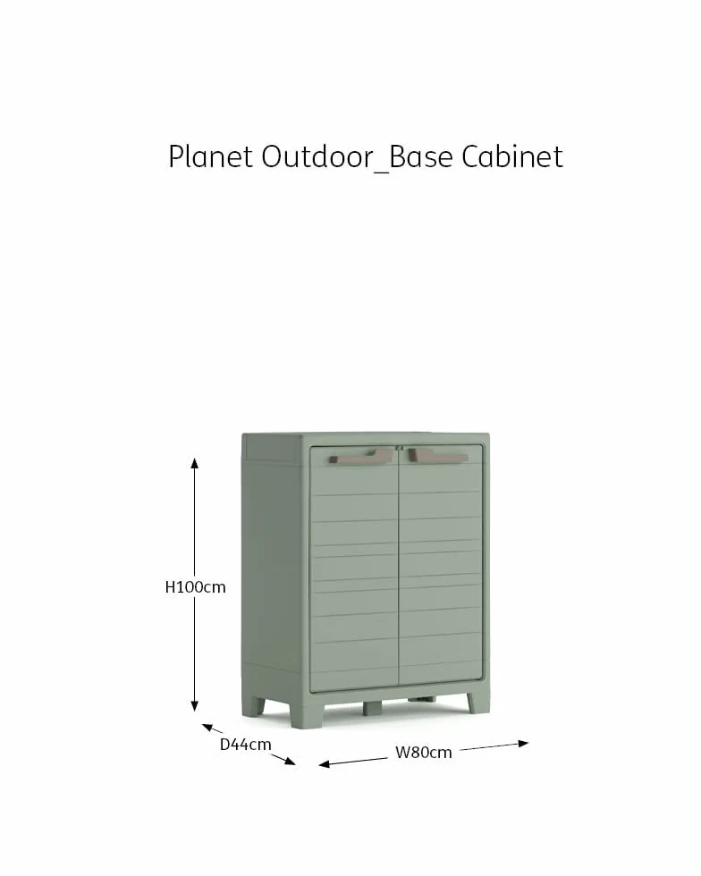 Keter Szafka Planet Outdoor Low Green 80 x 44 x 100 cm z regulowanymi półkami