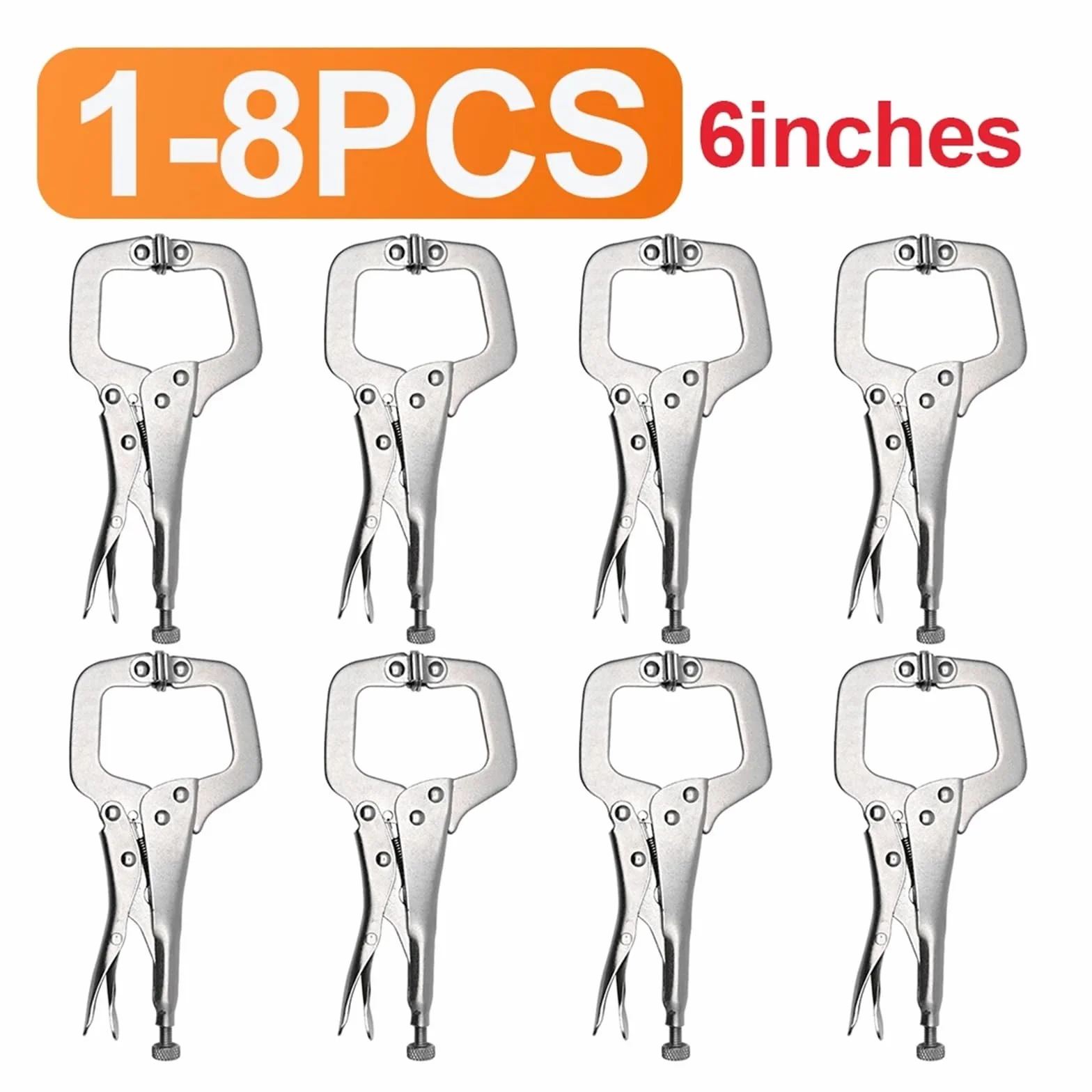 Zaciski spawalnicze z blokadą C, 1-8 szt. zacisków w kształcie litery C ze stali węglowej 6,5 cala do spawania obróbce drewna(8PCS)