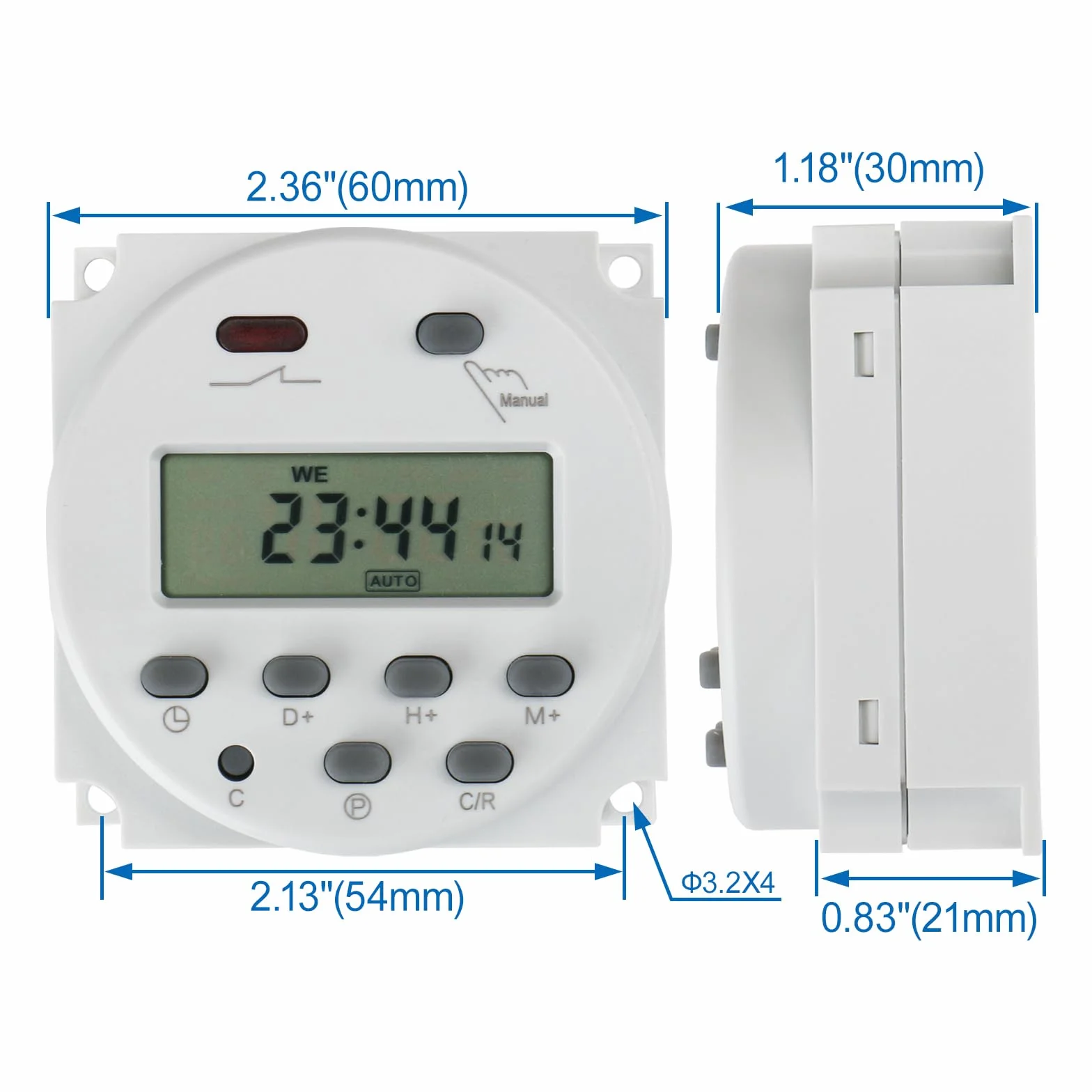 Baomain CN101A Programowalny przekaźnik czasowy, wejście 12 V DC/AC, wyjście 200-250 V 16 A, wyświetlacz LCD, codzienne/tygodniowe