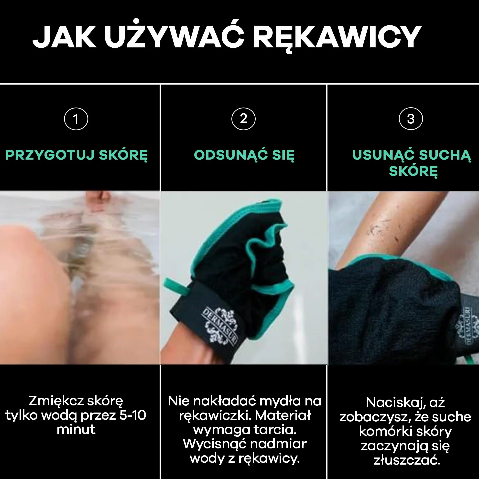 Dermasuri Rękawica Złuszczająca Do Ciała - Rękawica Peelingująca i Usuwająca Opaleniznę - Koreański Masażer Skóry - Prezent Spa Dla Kobiet i Mężczyzn - Rogowacenie Mieszkowe - 1 Sztuka