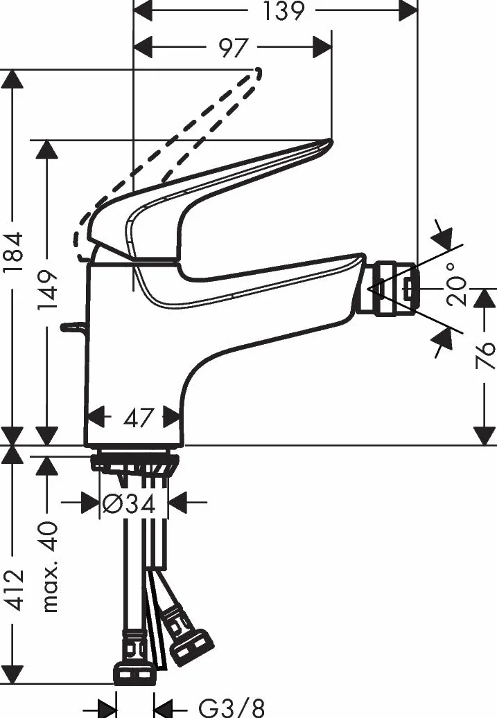 hansgrohe Novus Jednouchwytowa bateria bidetowa 70 z cięgłem chrom, 71142000