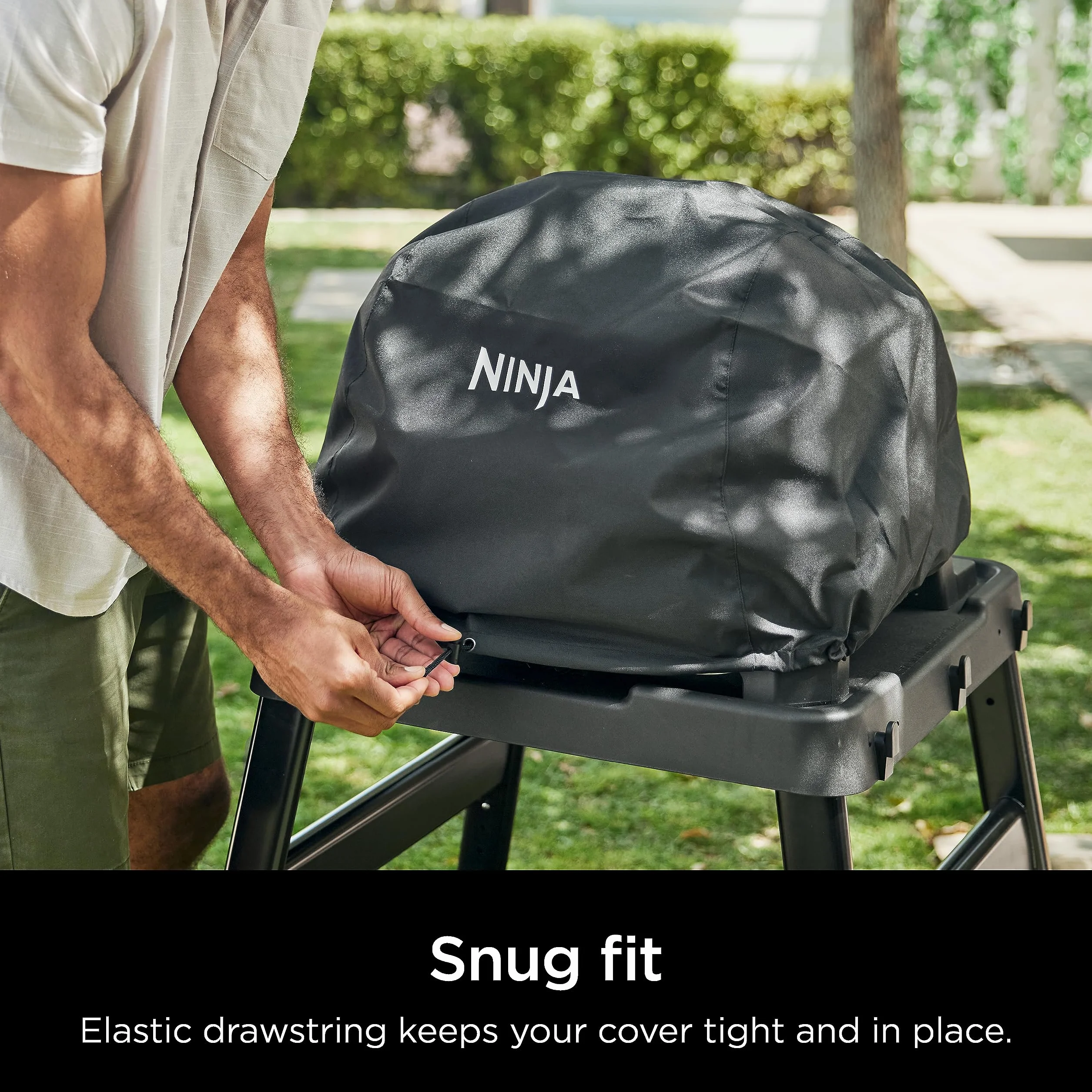 Ninja XSKCOVERXL Woodfire Premium pokrowiec na grilla Pro, kompatybilny z serią OG800 i OG900, odporny na promieniowanie UV i wodę, elastyczny sznurek do wygodnego dopasowania, lekki, całoroczna