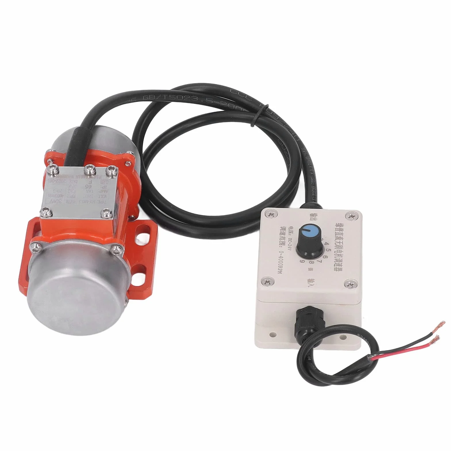 Wibrator Do Betonu, 30W 4000 obr./min, Bezszczotkowy Silnik Wibracyjny DC24V, z Regulatorem Prędkości, IP65, Stop Aluminium