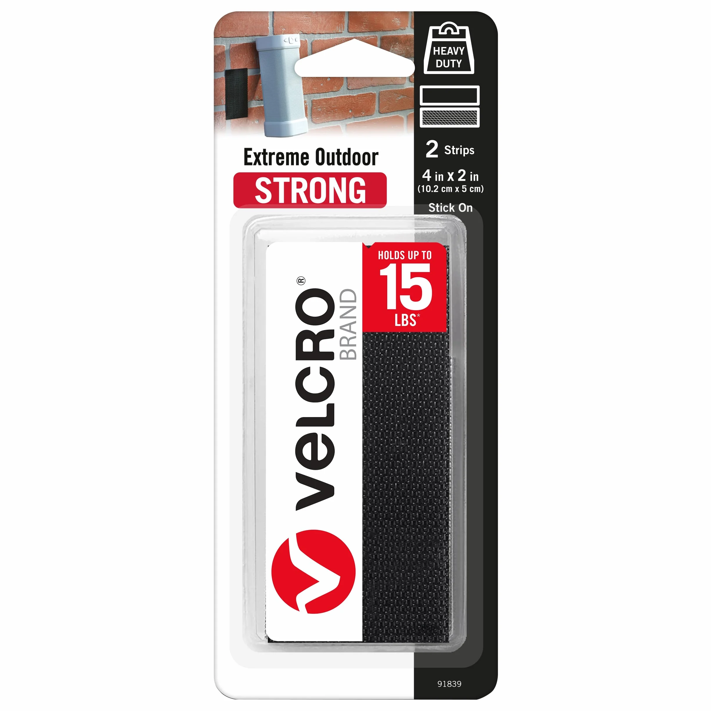 Velcro Extreme Outdoor 91839 Paski na Rzep, Czarny, 4 x 2" / 2 szt.