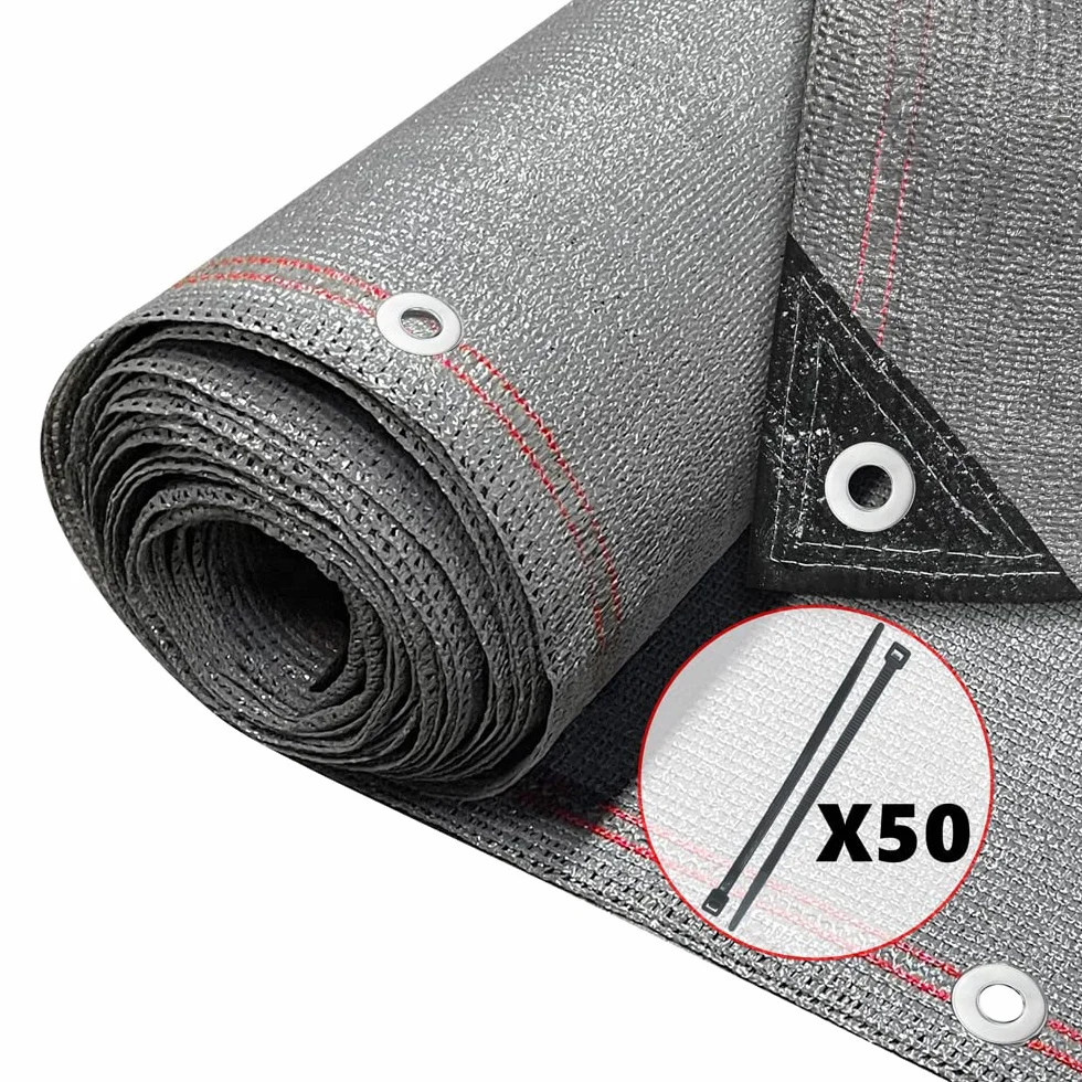 VOUNOT Siatka maskująca 1,8 x 10 m HDPE 230 g/m² 95% zacienienia UV odporna na rozdarcie szara