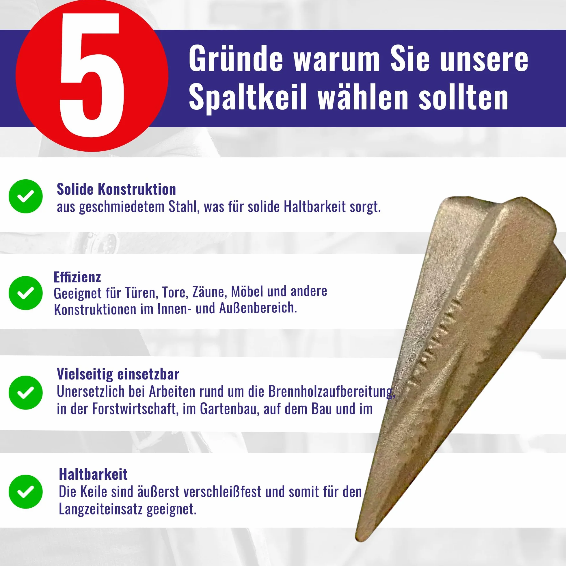 Obrotowy klin do łupania drewna 1,6 kg Hartowana stal Chle-Mar