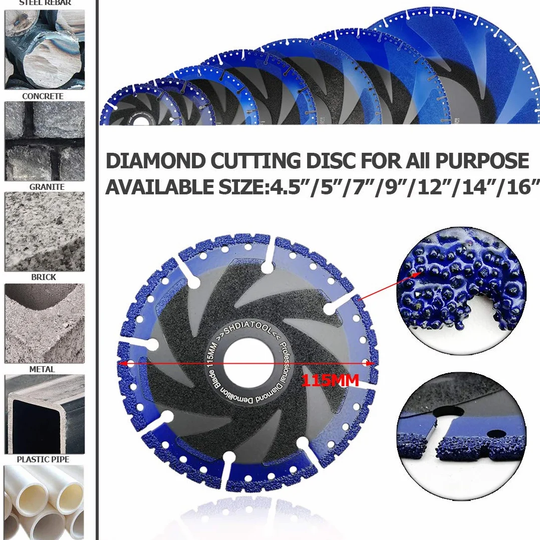 SHDIATOOL Tarcza tnąca diamentowa 2 szt. 5 cali / 125 mm luzowana próżniowo kółko do odcięcia do wszystkich zastosowań ostrza do rozbiórki do kamienia żelaza stali metalu