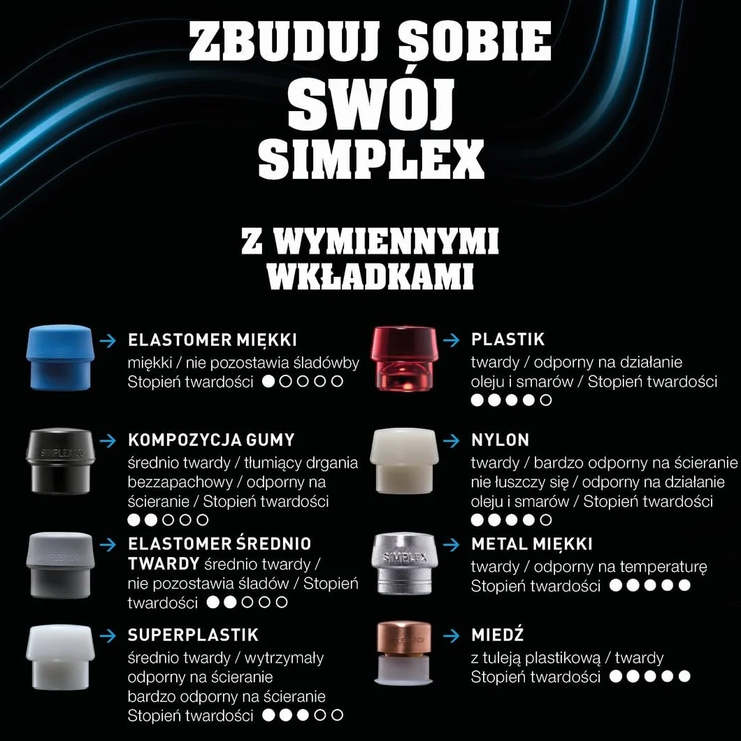Obuch do młotka z miekkim bijakiem SIMPLEX, obuch Superpłastik 30mm HALDER