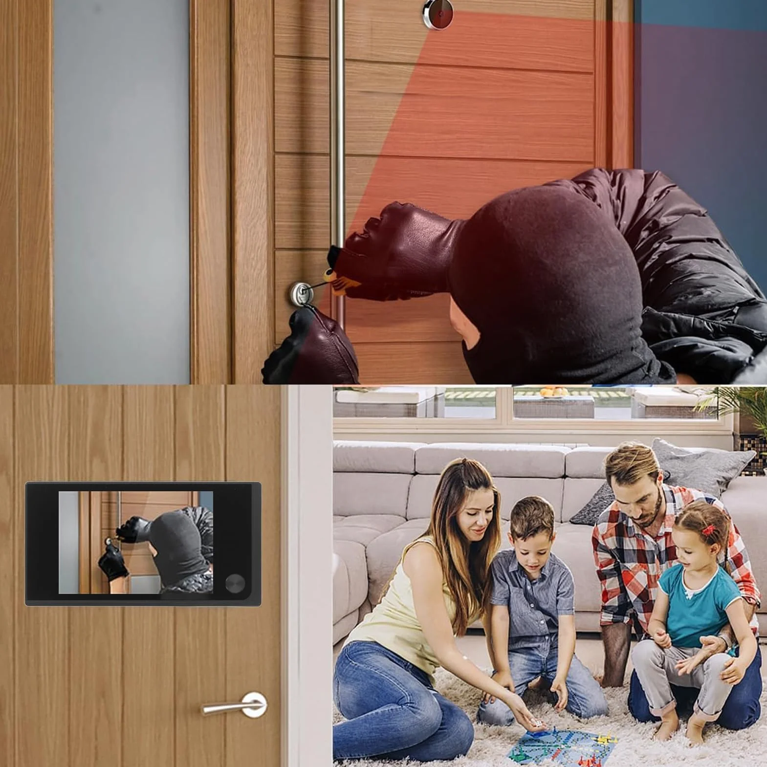 Cyfrowy Wizjer do Drzwi z Kolorowym Ekranem LCD 3,5 Cala, Dzwonek do Drzwi z Wizjerem, Kamera na podczerwień z Szerokokątnym Kątem 120° 1 MP dla Bezpieczeństwa w Domu