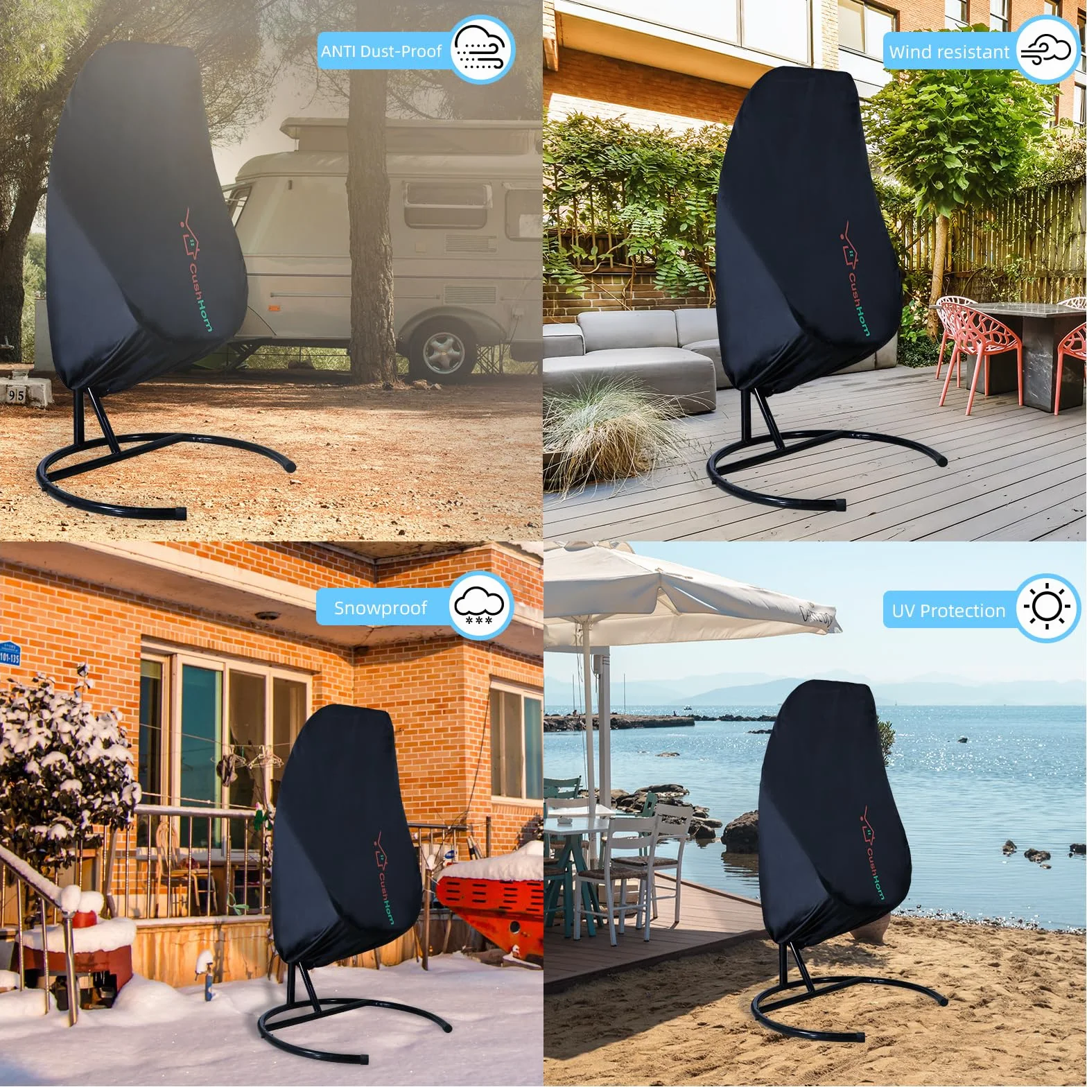 CCLIFE Pokrowiec na fotel wiszący 190x145 cm Oxford 210D wodoodporna UV