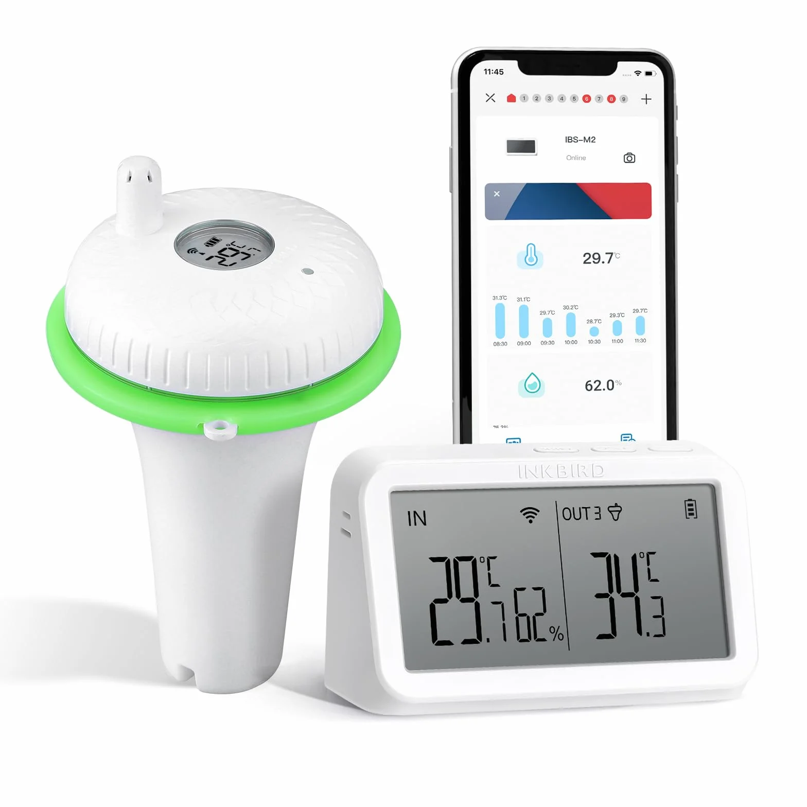 Inkbird WiFi termometr basenowy, zestaw łączony z koncentratorem bramy WiFi, termometr basenowy, Wi-Fi, z aplikacją