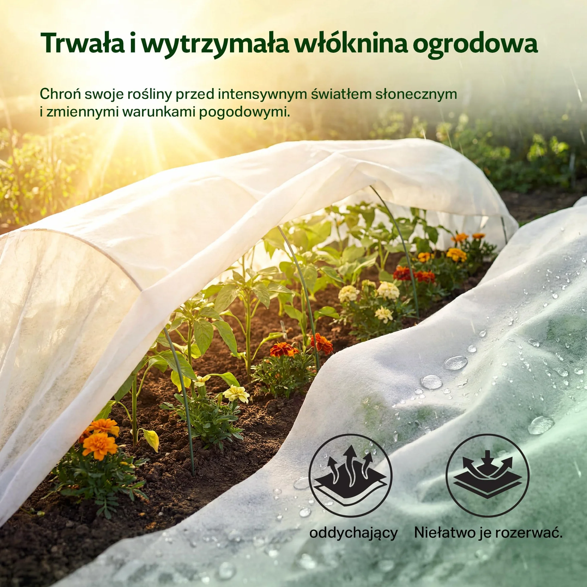 GARDENIX Włóknina inspektowa oddychająca 17 g/m² włóknina ogrodowa 3,2 x 10 m (32 m²) wspomaga zdrowy wzrost, chroni rośliny, kwiaty i warzywa przed zimnem, mrozem i wiatrem