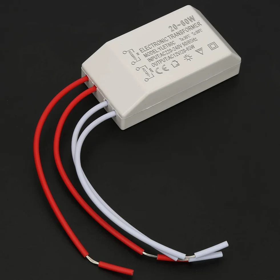 Jeffergarden Przetwornica Napięcia AC 220V na 12V, Transformator Elektroniczny 20-60W, do Lamp Halogenowych G4