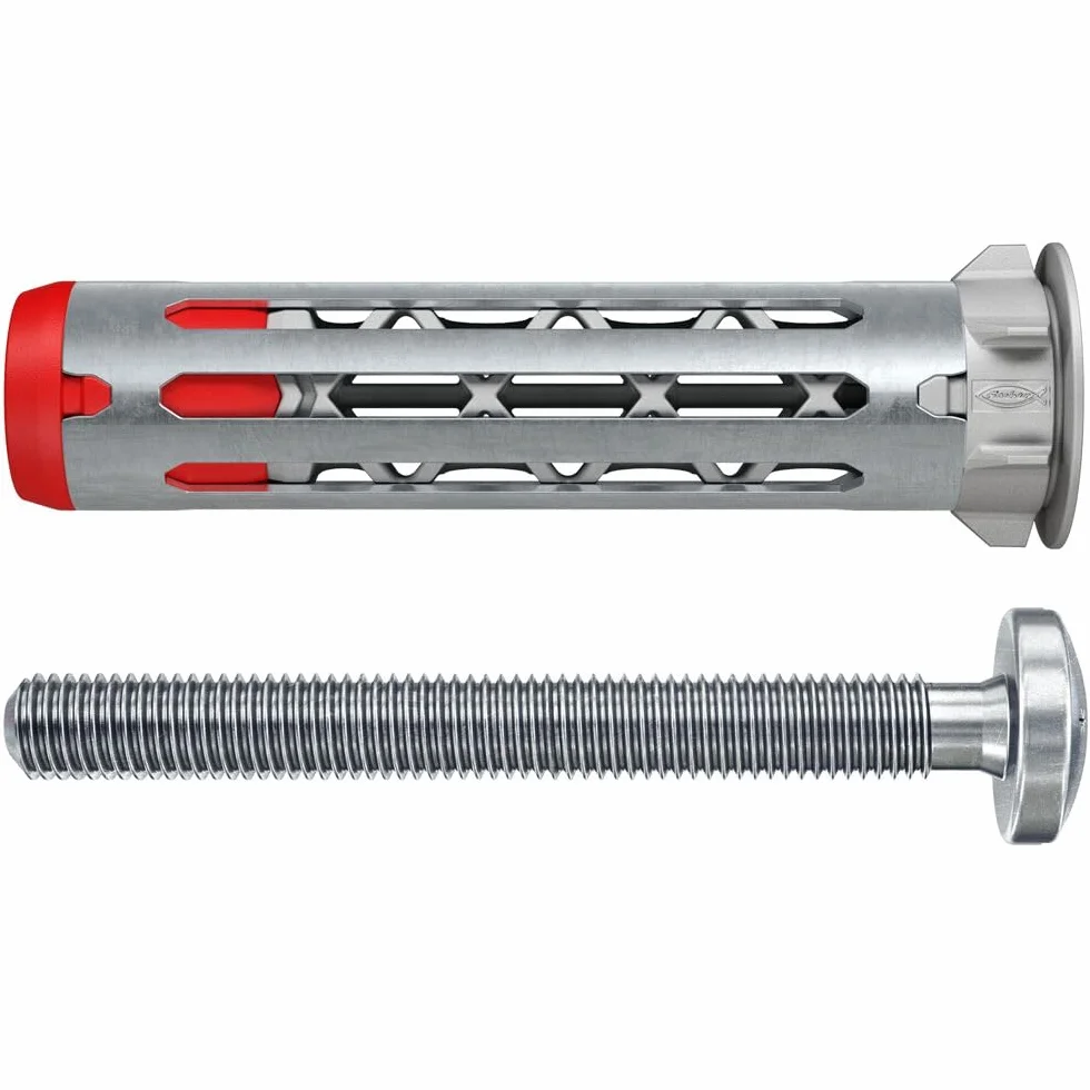 fischer 572916 DuoHM kołki rozporowe, 6 x 55 S TX ze śrubą metryczną i napędem TX do mocowania wsporników telewizyjnych, świateł, półek ściennych itp. w materiałach budowlanych panelowych (4 sztuki)