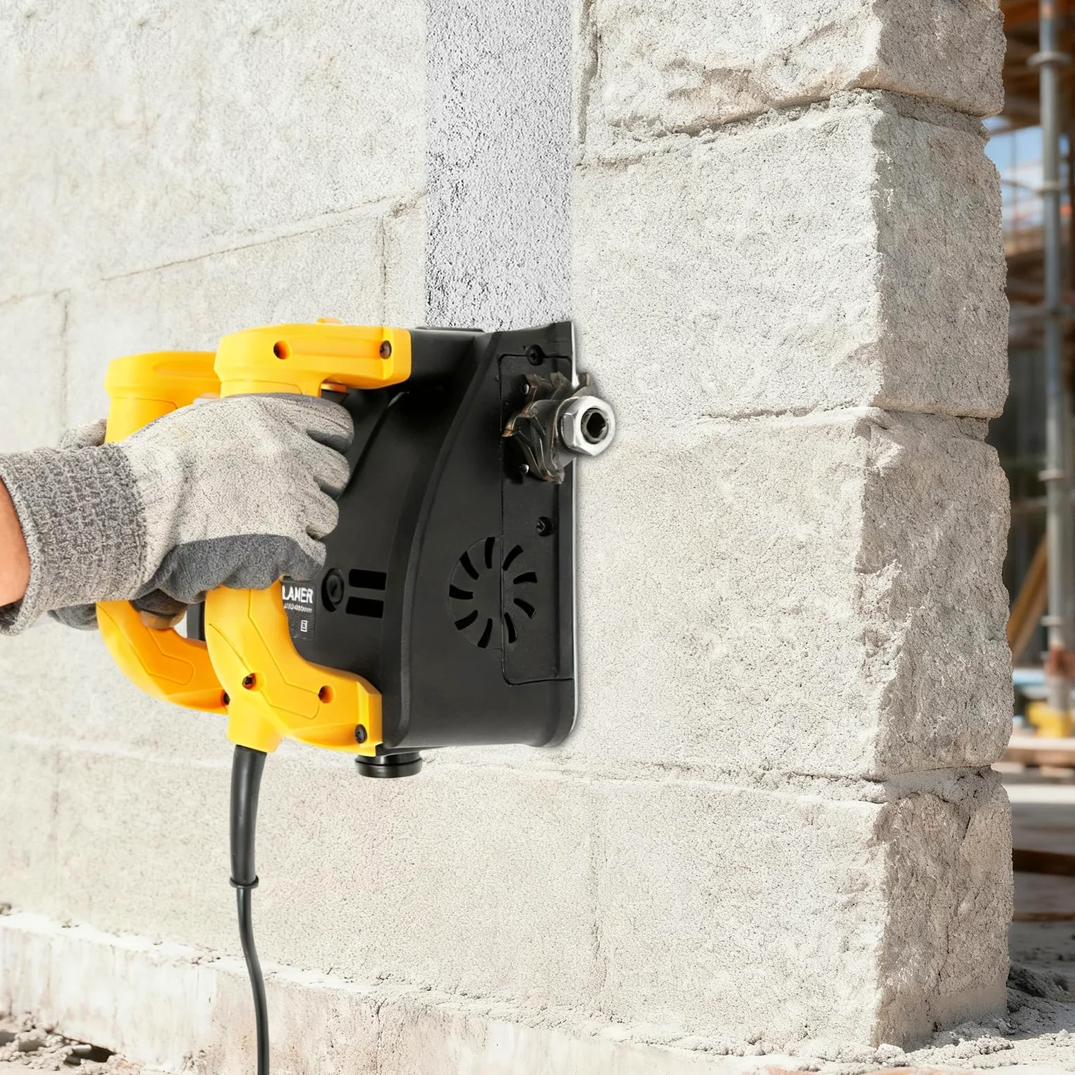 Elektryczna strugarka ścienna, frezarka renowacyjna z silnikiem miedzianym 1200 W, przenośna frezarka do tynkowania i usuwania tapet do renowacji, strugarka ścienna z regulowaną głębokością