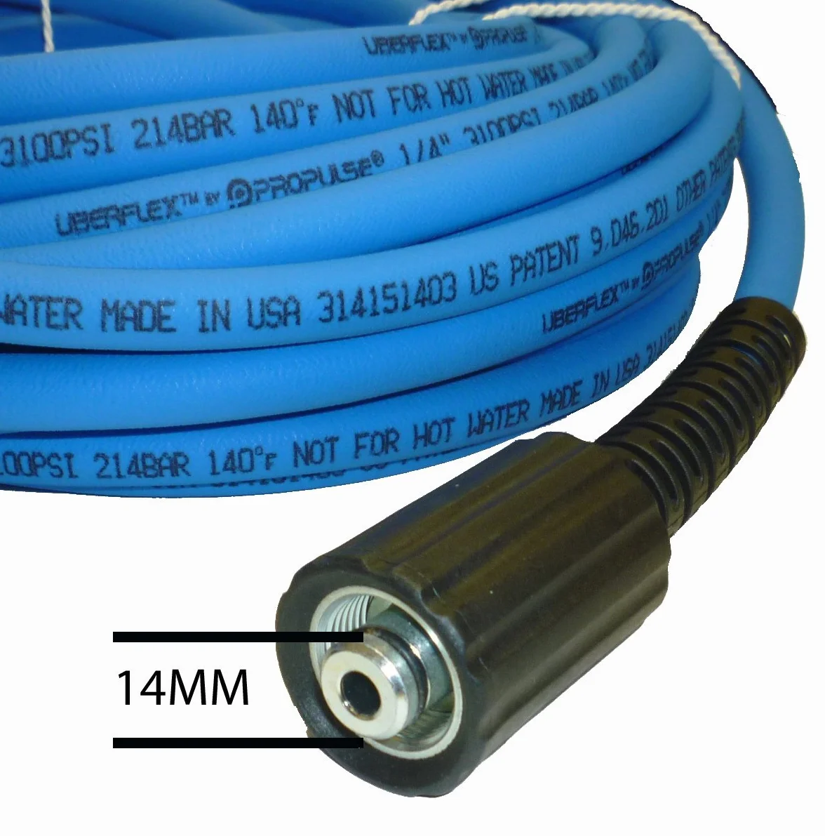 UBERFLEX odporny na zginanie wąż do myjki ciśnieniowej 1/4" x 25' 3100 PSI z (2) 22 mm