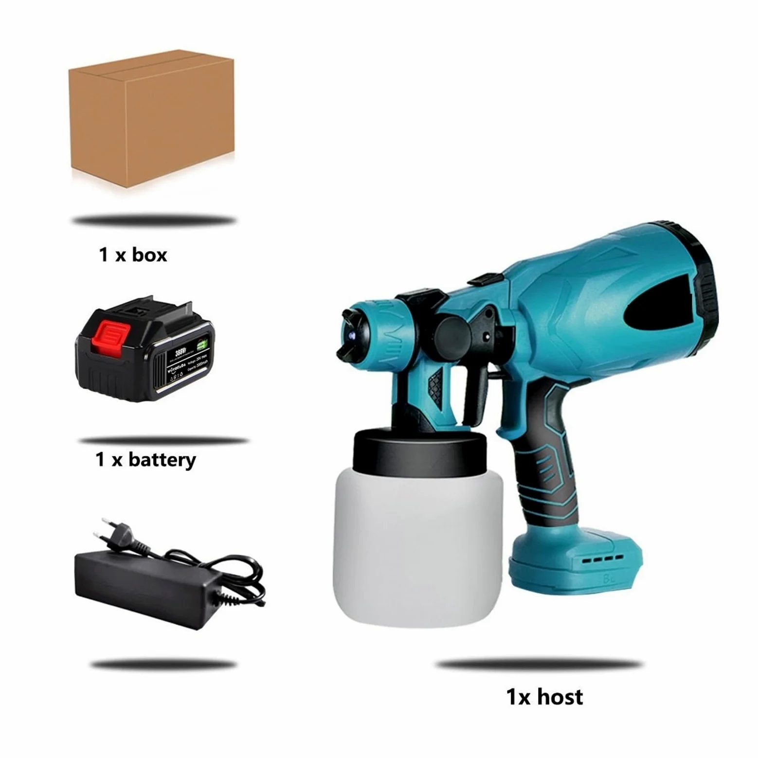 Pistolet natryskowy, 800ML aerograf elektryczny pistolet natryskowy bezprzewodowy pistolet do malowania mebli samochodowych aerograf z powłoką stalową do akumulatora 18V | One big battery