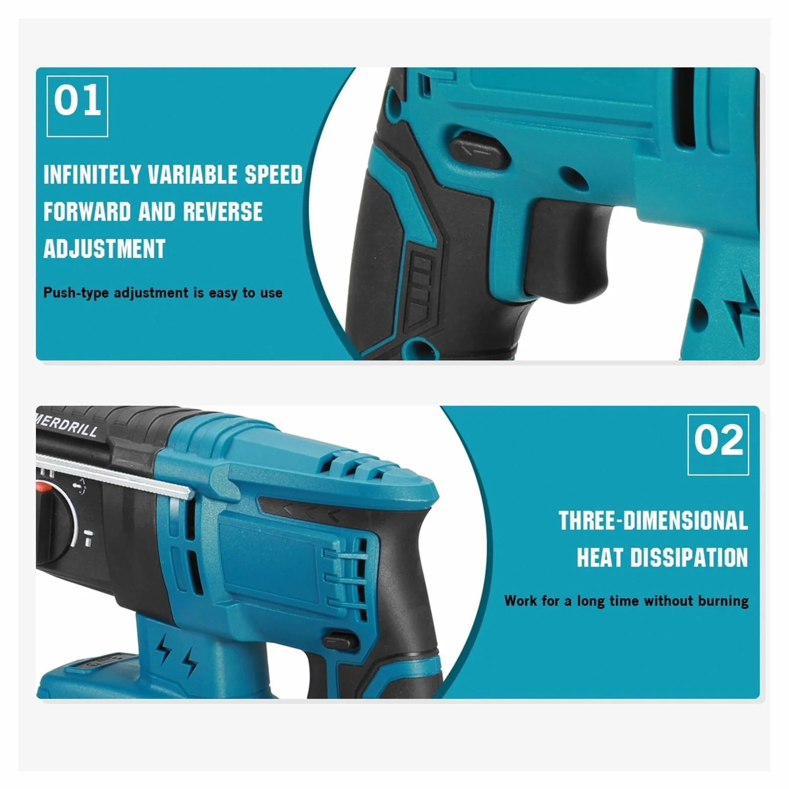 Wiertarka Udarowa 18 V 4 Funkcje Elektryczny Akumulatorowy Wiertarka Młot Wiertarka Udarowa 27 Mm Wiertarka Udarowa(1*battery)