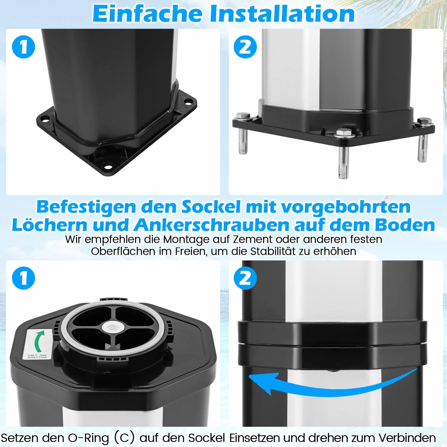 COSTWAY Prysznic solarny 60 l, ogrodowy z pokrowcem ochronnym 227 cm do 60°C