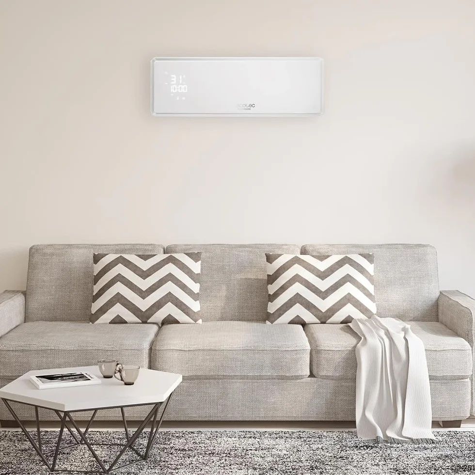 Cecotec Ceramiczny grzejnik ścienny z wyświetlaczem LED i pilotem gotowym ciepłym 5310 PowerBox Ceramic. 2000W, 3 tryby, timer 24 h, oscylacja, IP23, zestaw montażowy, zasięg 20m2