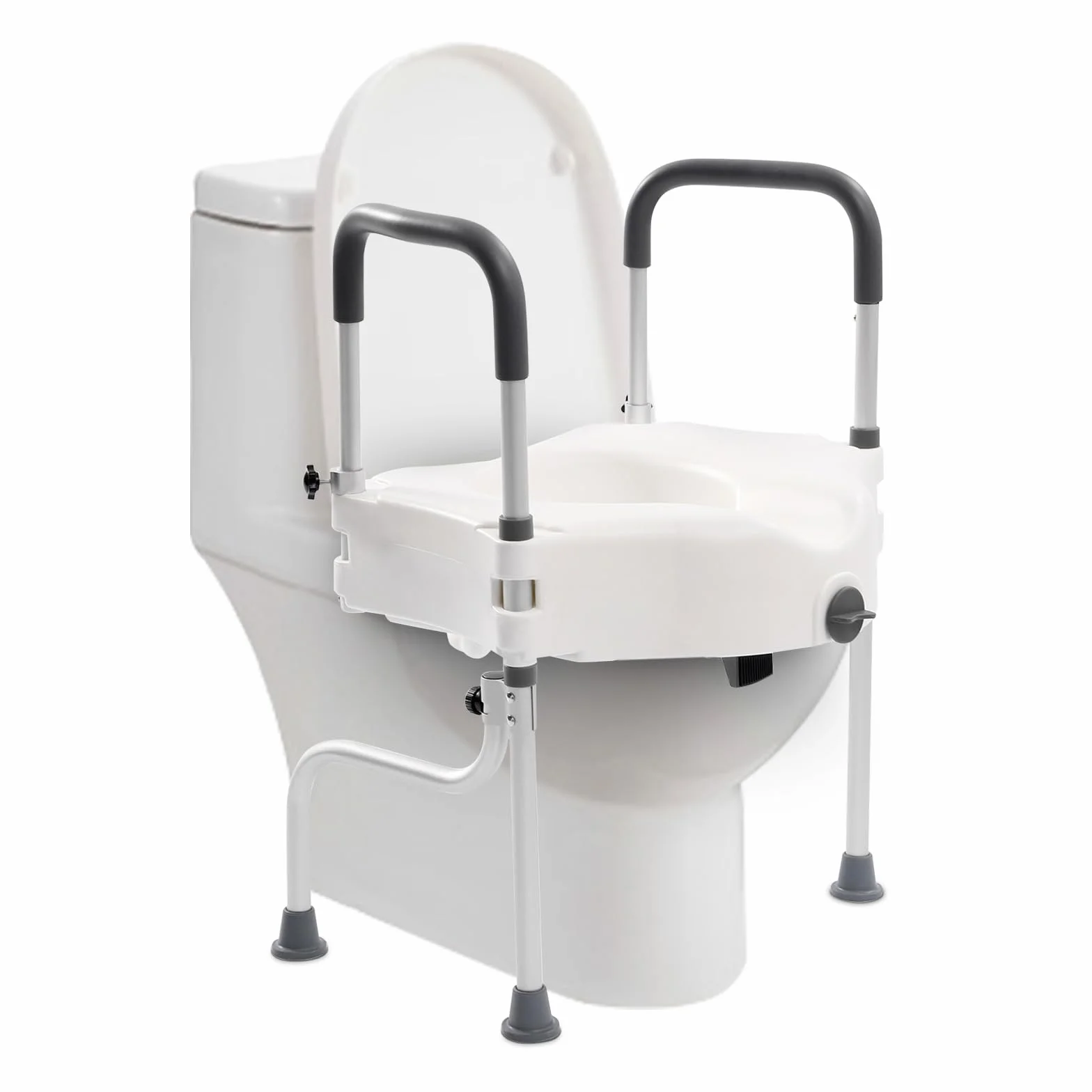 Podwyższenie deski sedesowej, podwyższona deska sedesowa z uchwytami, regulacja wysokości 15-23 cm, nośność 150 kg, nakładka toaletowa dla osób starszych, kobiet w ciąży