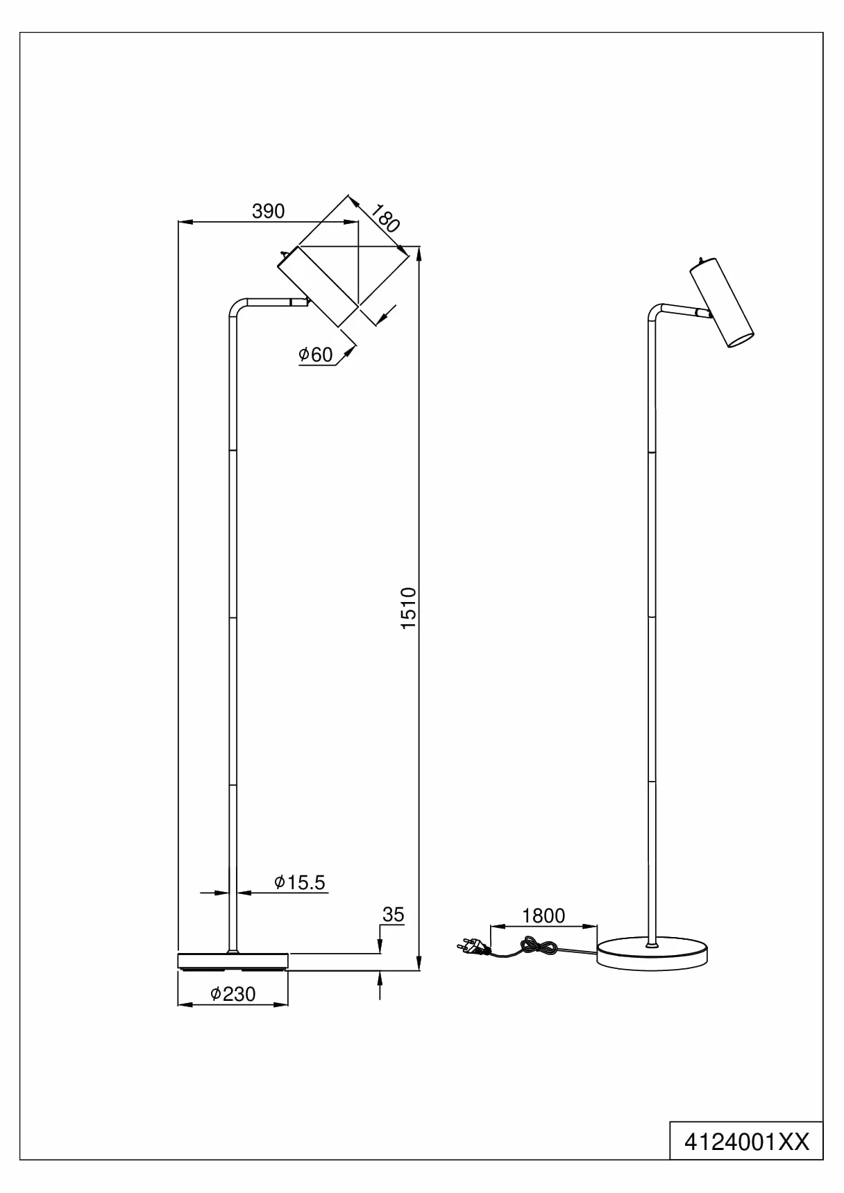 Trio, Lampa stojąca, Marley 1xGU10