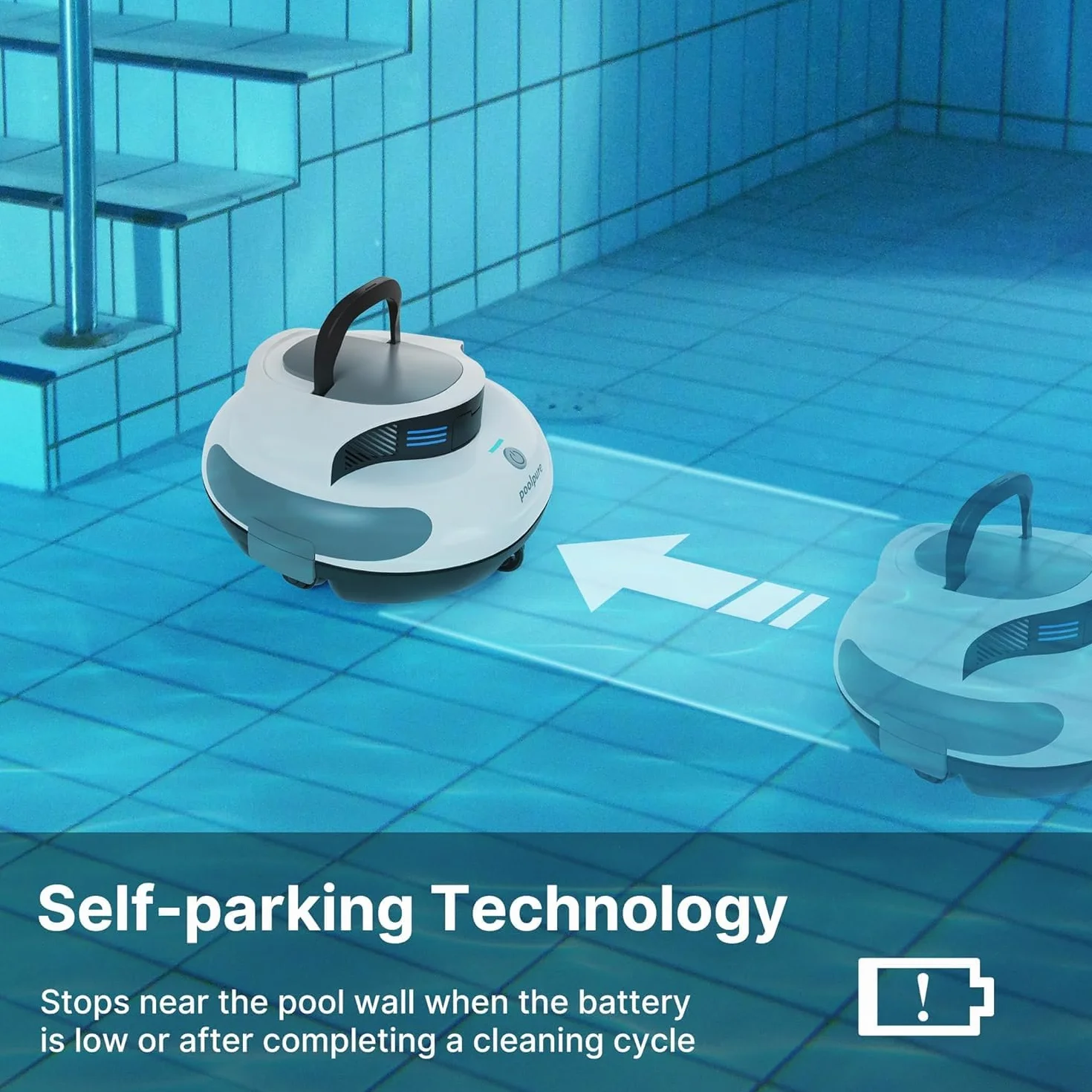 POOLPURE Robot basenowy bezprzewodowy 5000 mAh IPX8 podwójny silnik automatyczne parkowanie